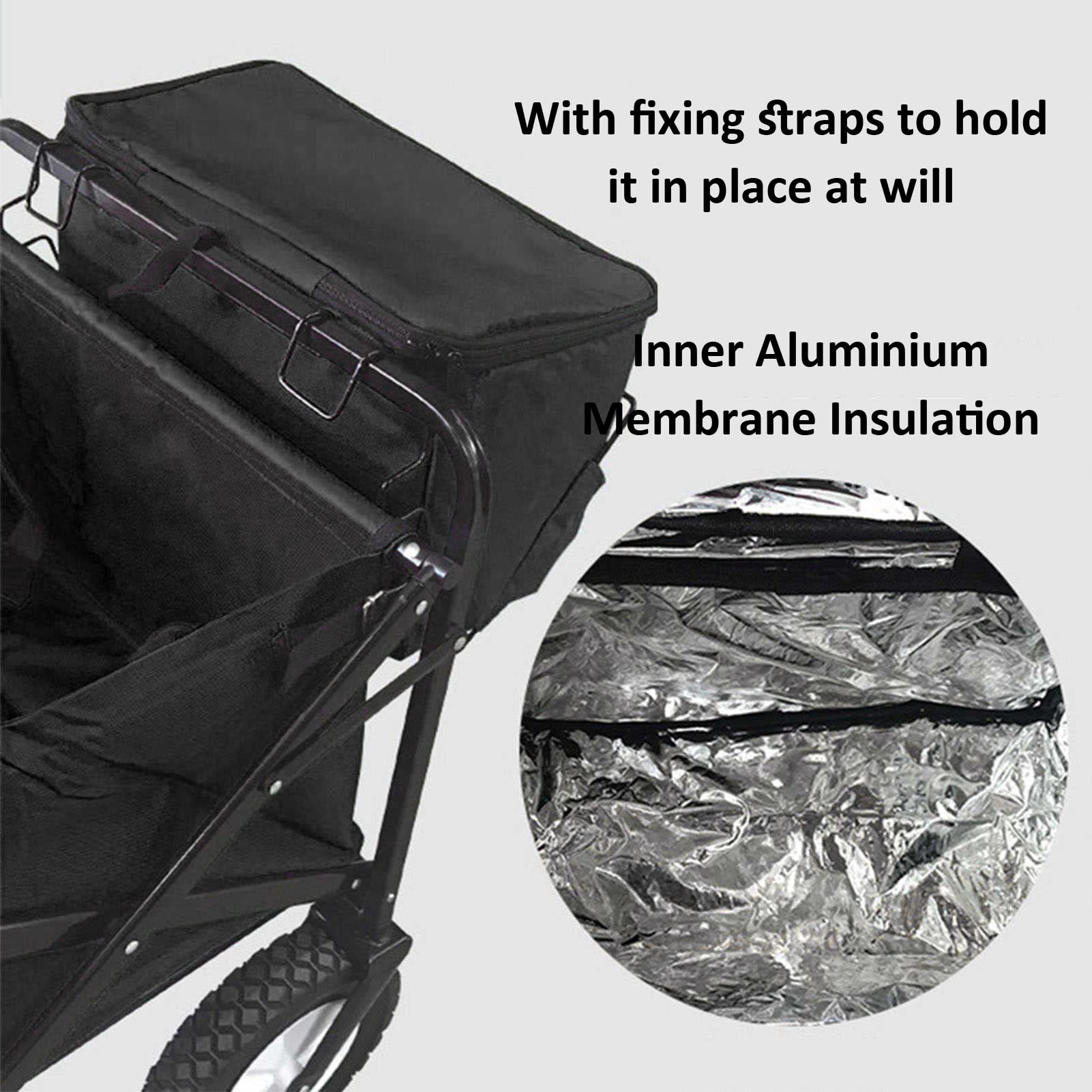 Wagon Cooler Bag, Ice Bag, Borsa di stoccaggio per alimenti con cerniera all'aperto per carri Push Pull, Accessori per carrello portatile da campeggio a mano esterna