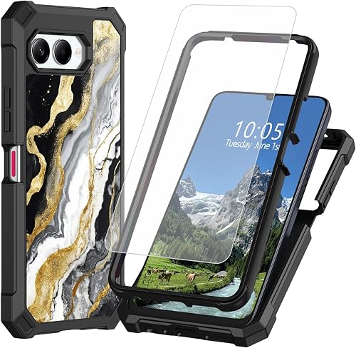 DIGTIALL Case for Revvl 8 / T Phone 3 5G,Black Gold Marble