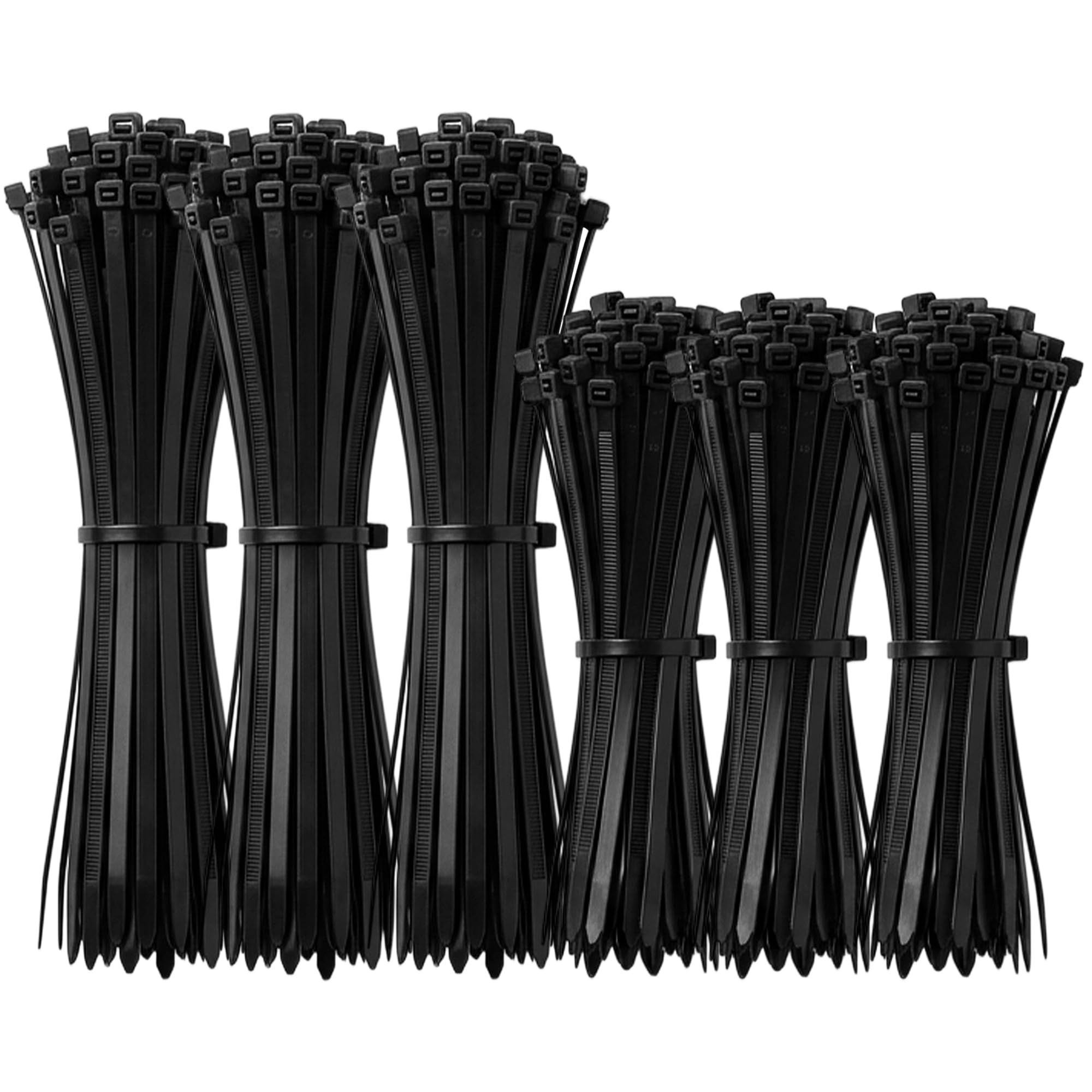 200 fascette stringicavo nere resistenti ai raggi UV, 500 mm e 300 mm di lunghezza, 12 mm di larghezza, in nylon extra forti, set di fascette per cavi, giardinaggio, cantiere