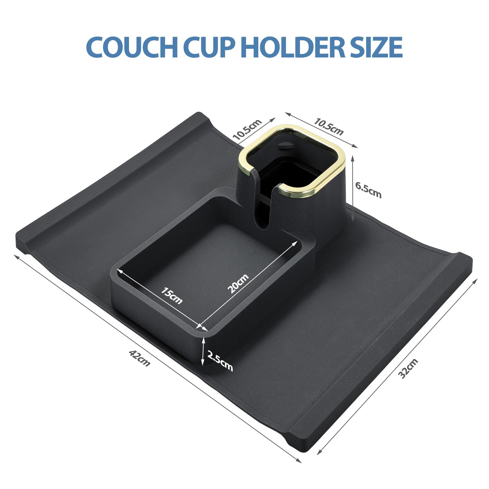 Vassoio Da Divano In Silicone Con Portabicchieri - Antiscivolo, Blu, Per Telefono E Bevande - Foto 9