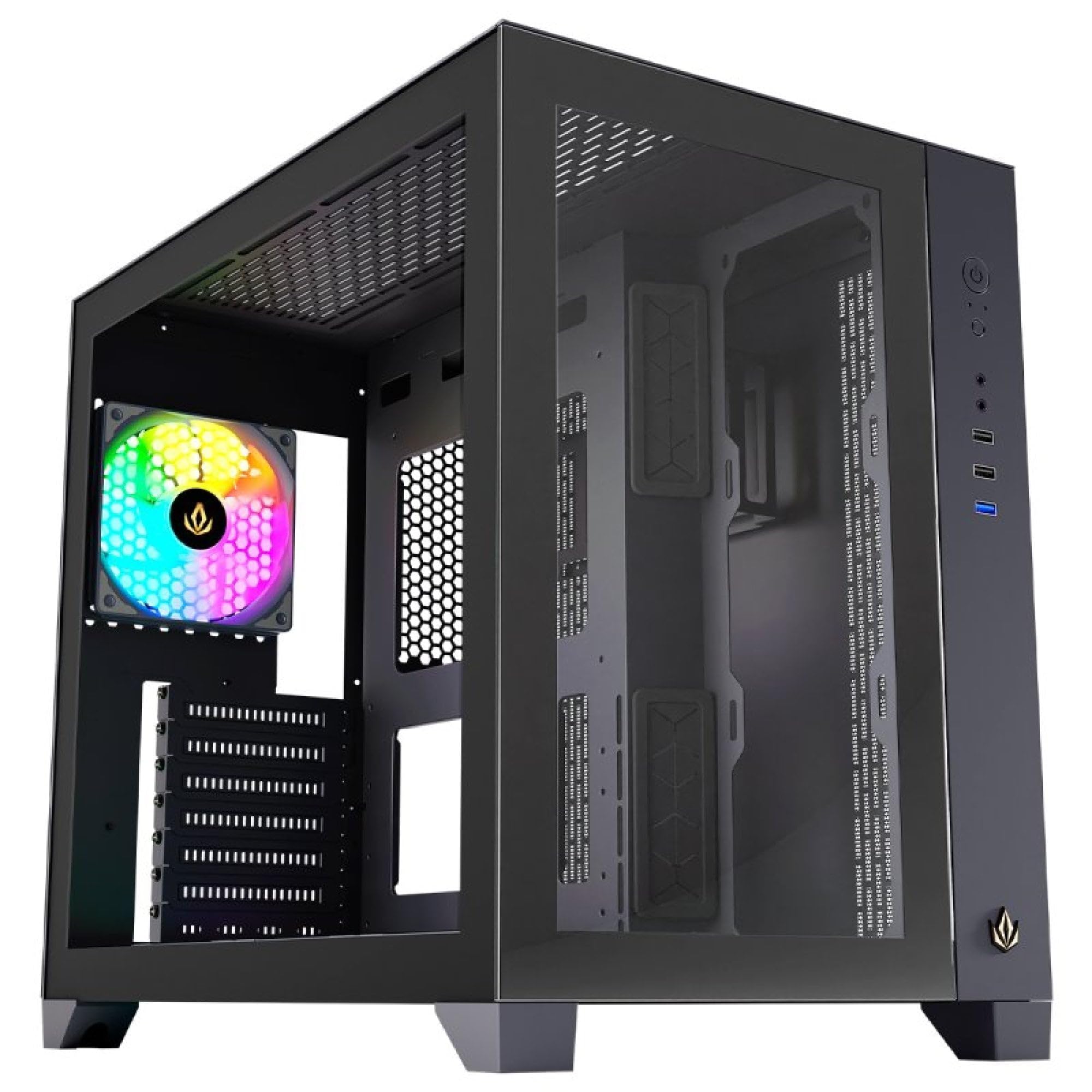 Forgeon Caja PC Tiberium ARGB Cristal Templado USB 3.0 Negra, Torre Gaming ATX con Iluminación ARGB, Panel Lateral de Cristal, Diseño para Alto Rendimiento