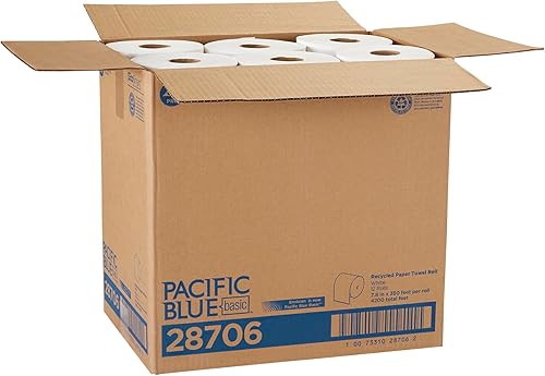 Miniatura 4 de Georgia-Pacific PRO - Rollos de toallas de papel básicos azules de Pro, color blanco, 28706, 350 pies por rollo, 12 rollos por caja