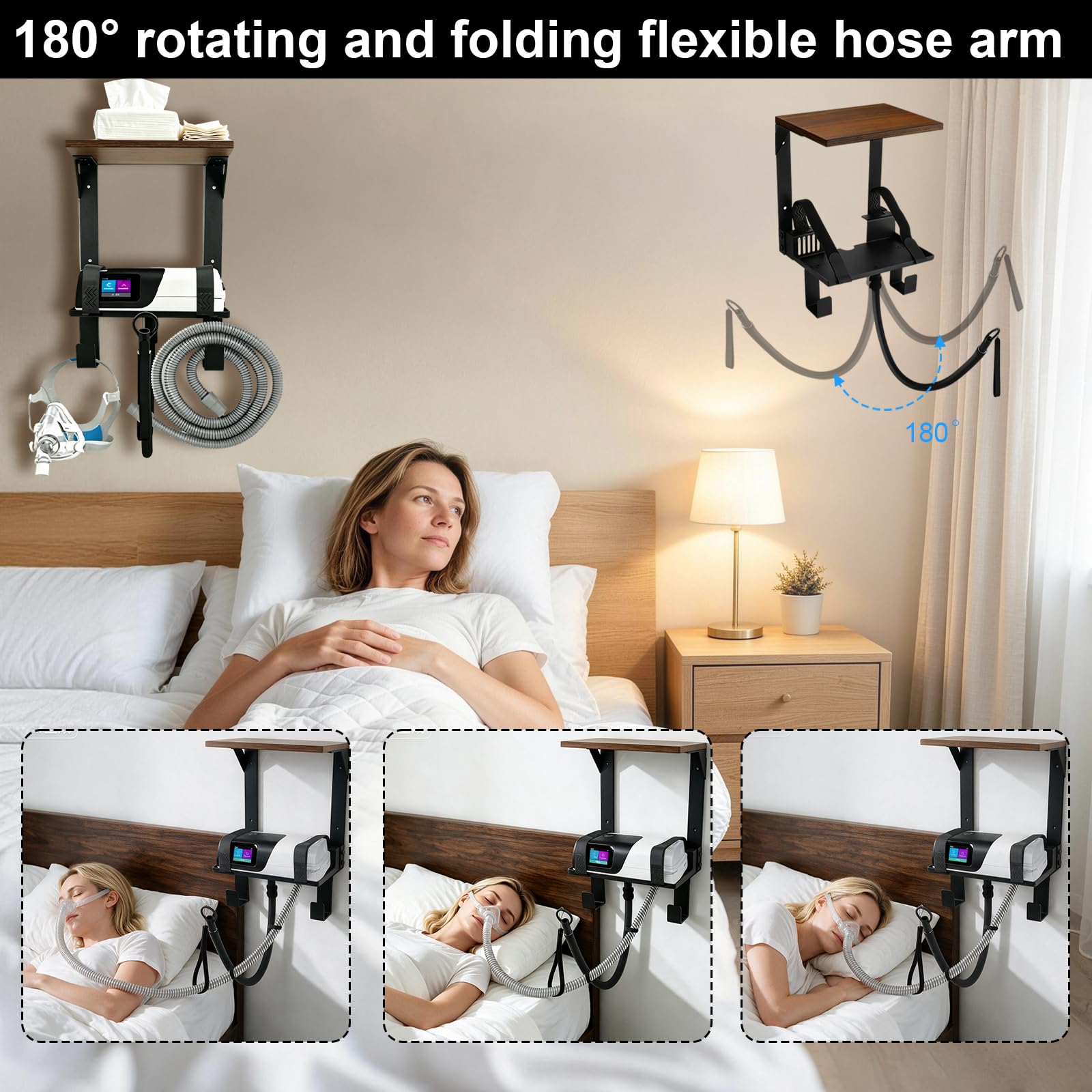 Supporto a Parete CPAP con Doppio Ripiano per ResMed AirSense 10 e 11
