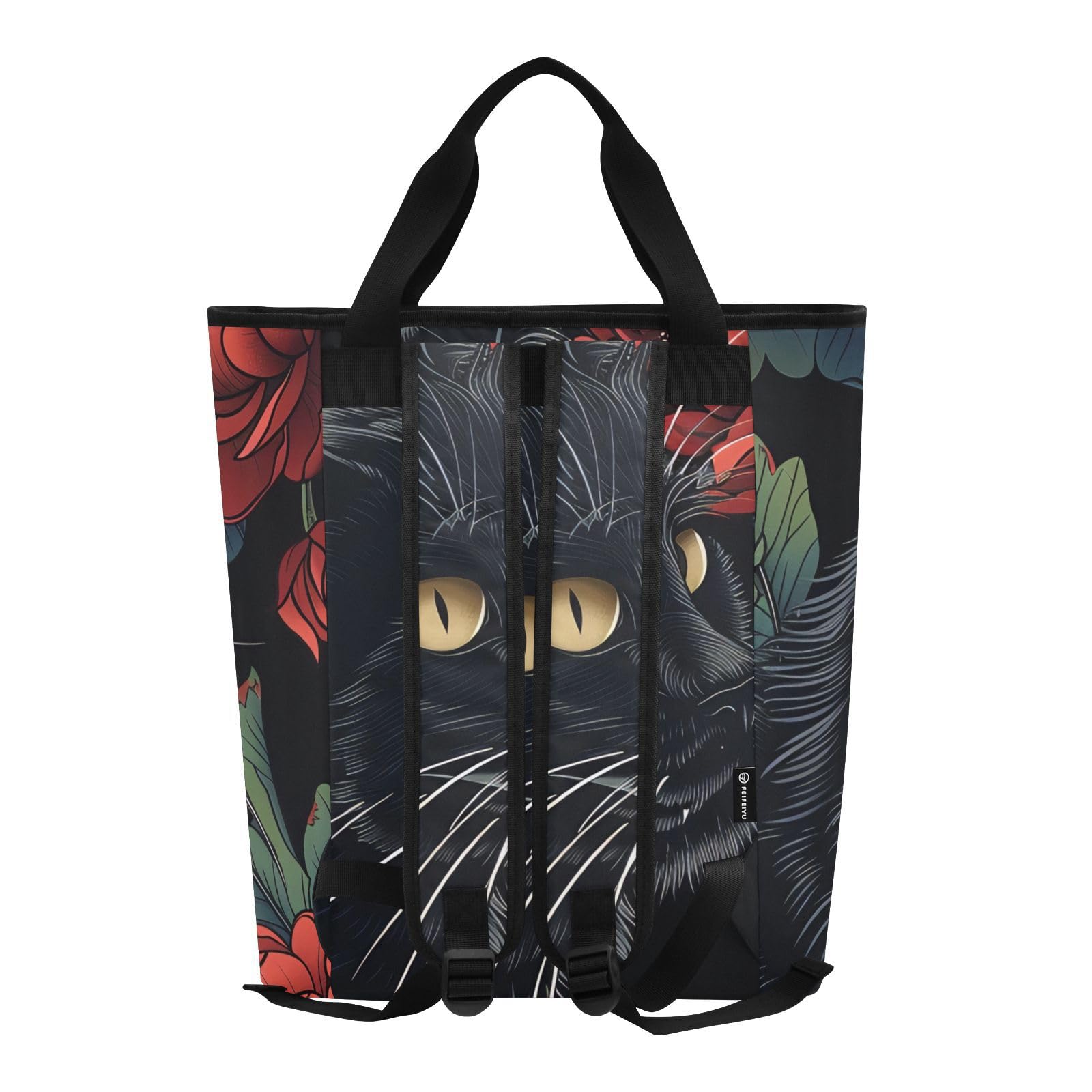 Bokkoy Black Cat Insulated Cooler Bag with Ice Pack?Large Capacity Waterproof Thermal Lunch Bag?Reusable Cooler Bags for Picnic, Travel