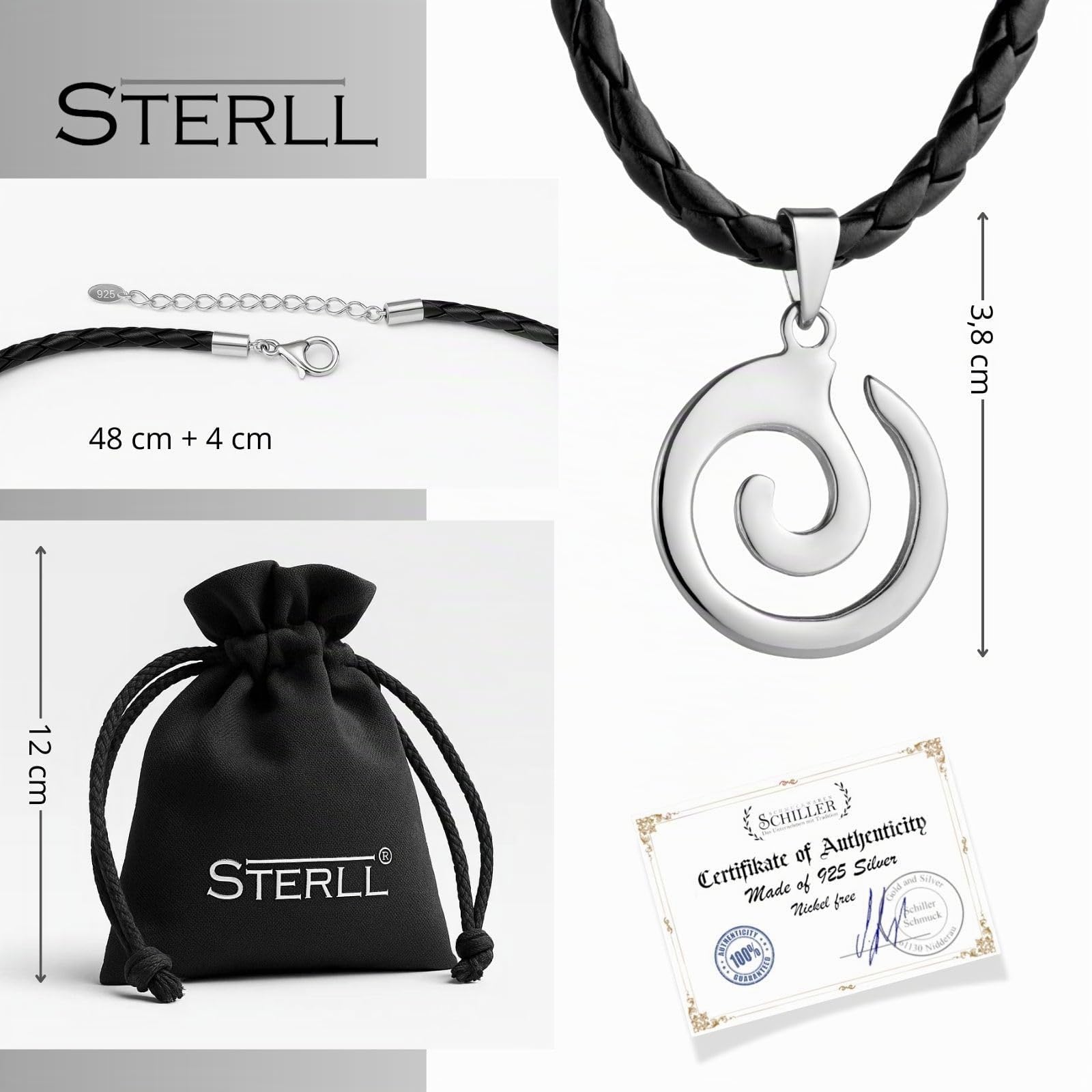 Collana Da Uomo Con Pendente A Spirale Maori Koru E Catenina In Pelle