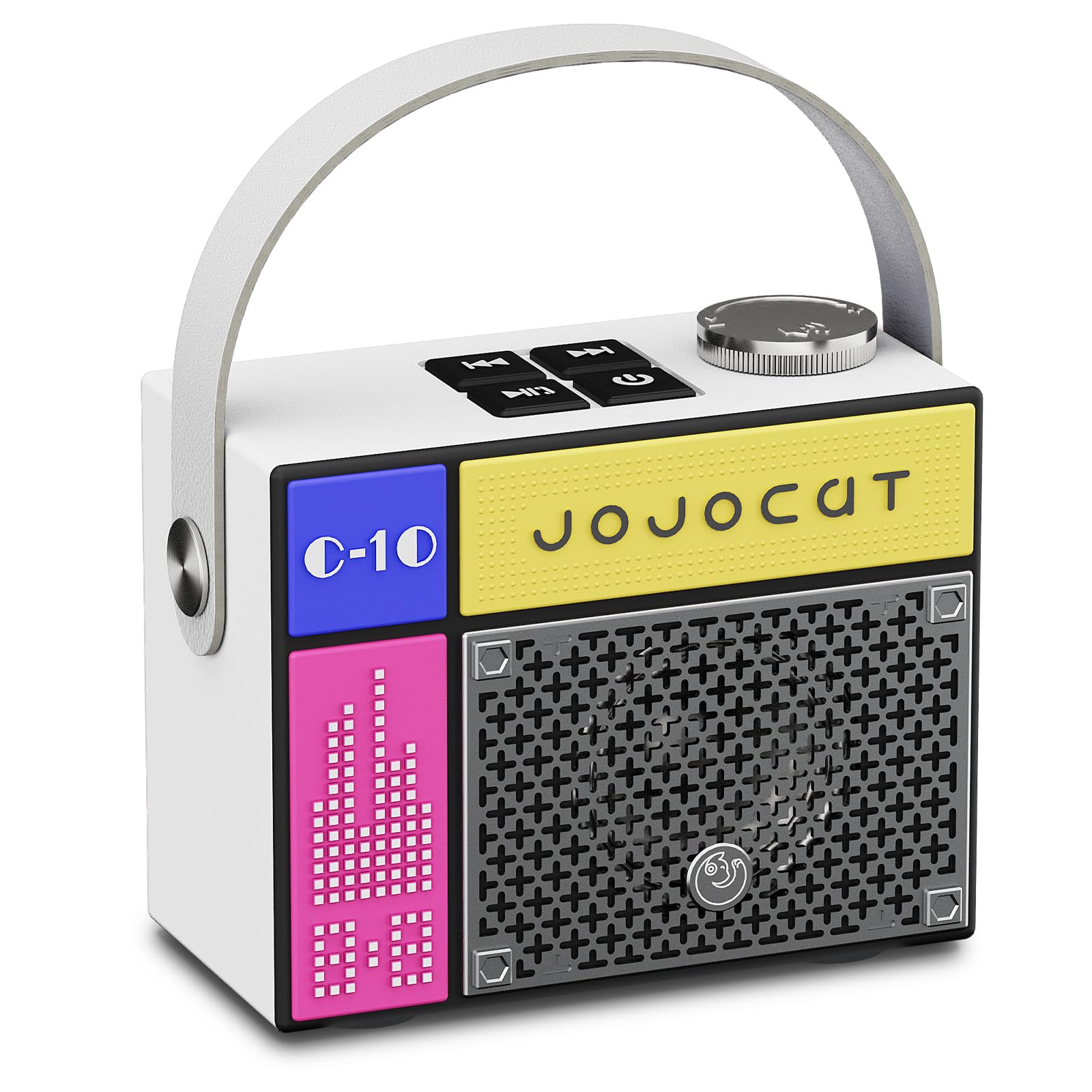 heetipuk Mini Bluetooth Speaker Wireless, 5W Loud Portable Small Bluetooth Speaker with SD Card Slot & 1800mAh Rechargeable Battery Up to 8 Hours, Type-C, Hands-Free Calls, Cyberpunk Style-White