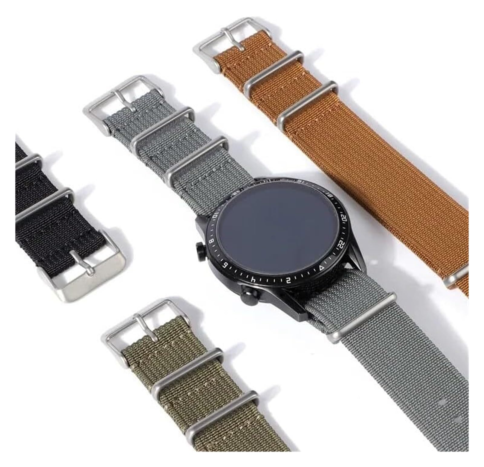Remplacement du bracelet de la montre intelligente Bracelets de montre en Nylon 18mm 20mm 22mm, boucle en acier inoxydable, Bracelet de Sport à dégagement rapide