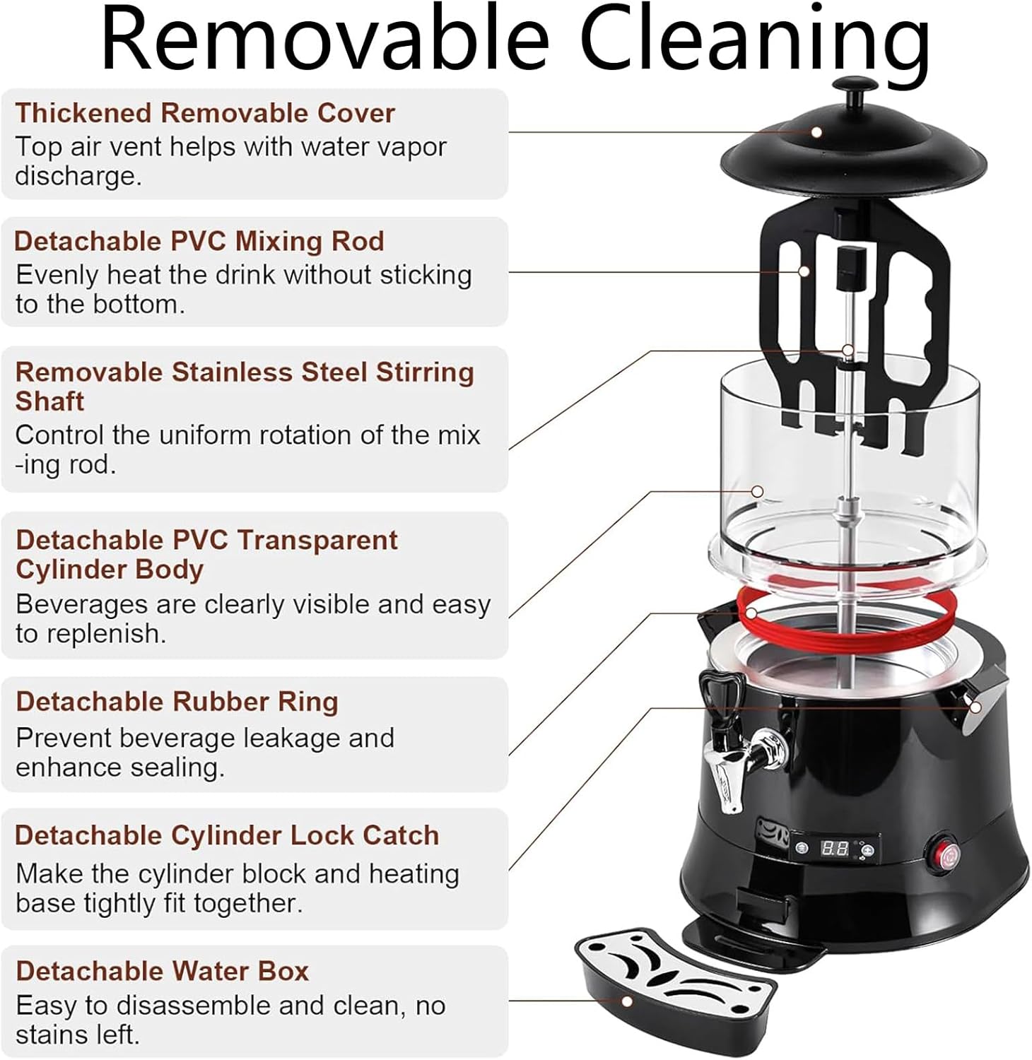 Commercial Hot Chocolate Machine Maker Dispenser Hot Chocolate Dispenser Warmer Machine Hot Beverage Warmer, for Heating Chocolate Coffee Milk Tea