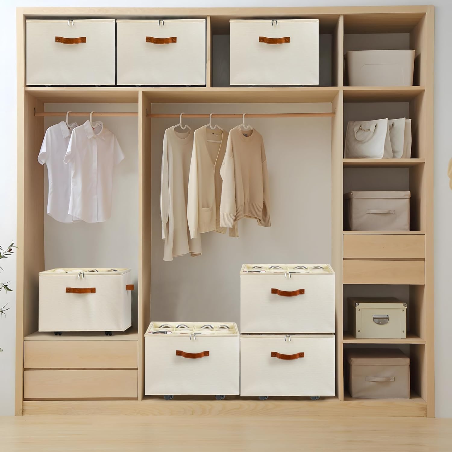 2 Piezas Organizador de zapatos, Cajas almacenaje zapatos con ruedas, tapa transparente y divisores ajustables, para 16-32 pares