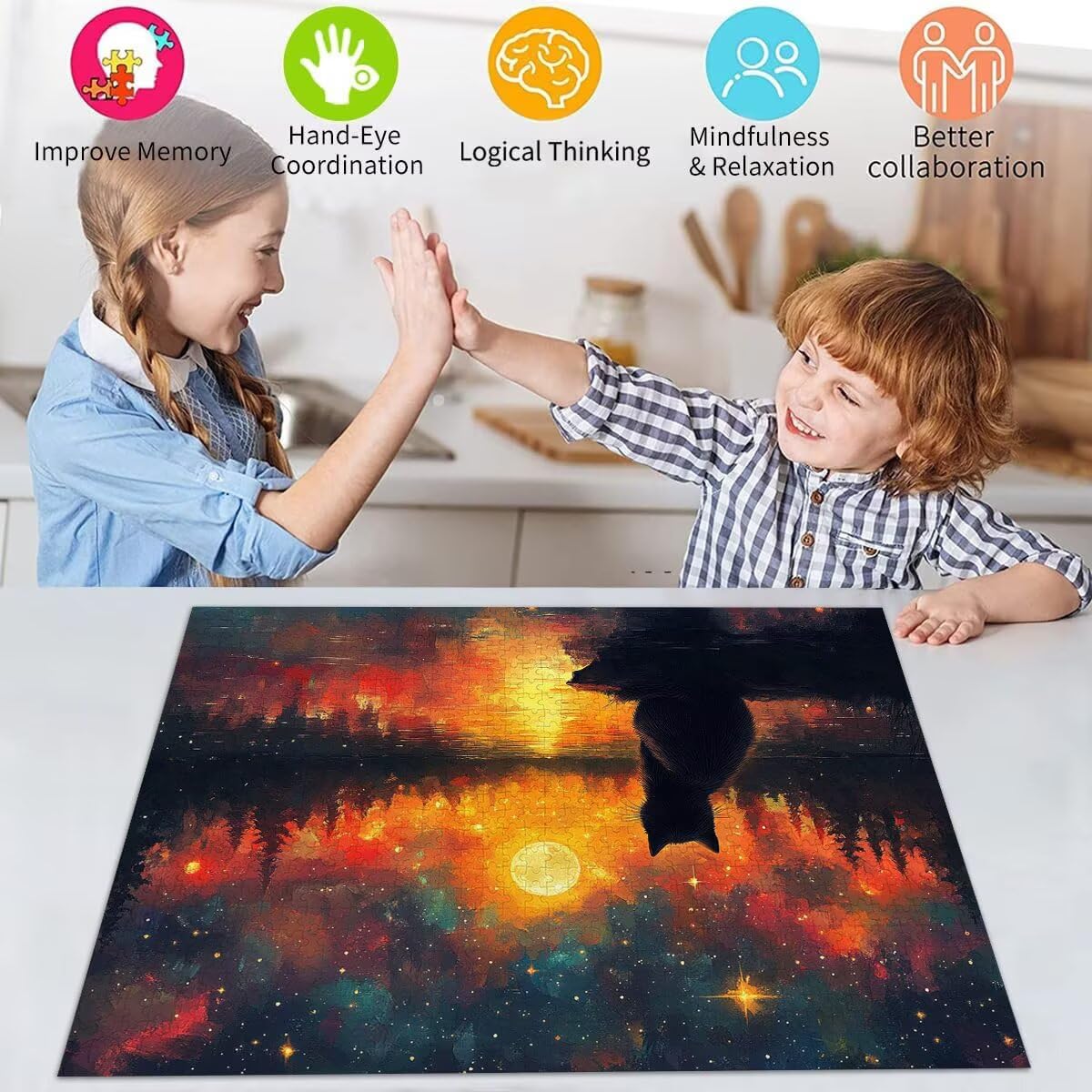 Puzzle Erwachsene 2000 Teile Katze Abstrakt Educa Jigsaw für Kinder ab 8 Jahren Mädchen Jungen, Erwachsene Impossible Klassische Puzzles Schwer, Anspruchsvoll Spielspaß, Als Geschenke 70x99cm t-644