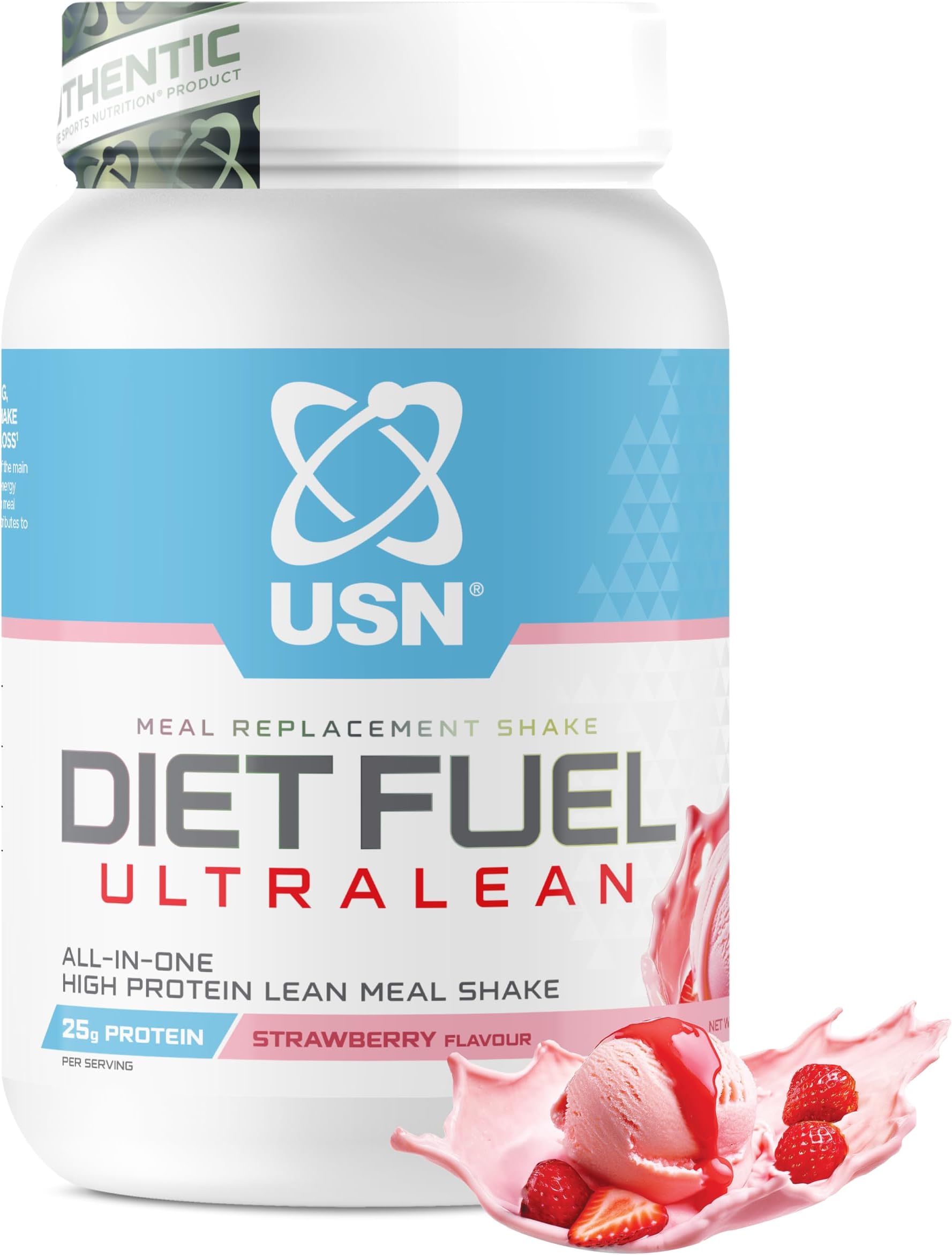 Diet Fuel Ultralean Meal Replacement Shake | Strawberry | 1kg with 18 Servings | High Protein, Low Calorie Shake | Calorie-Controlled Diet Support for Weight Loss | 24 Vitamins & Minerals