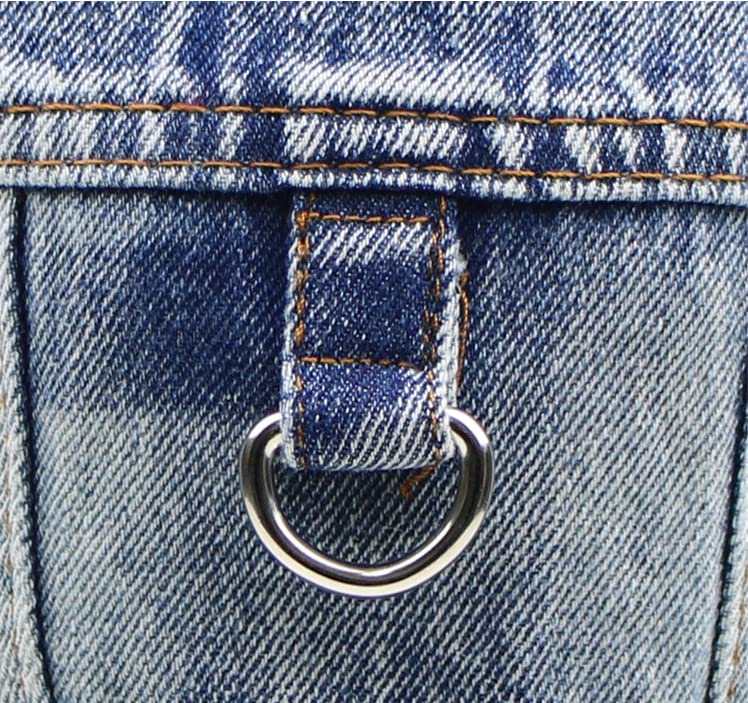 feiling Jeans Hundejacke mit Metallhake für Hundeleine, Denim Hundemantel Outfit Hundekleidung Haustier Weste für Welpen,Kleine, Mittlere Hunde (Blau, S)