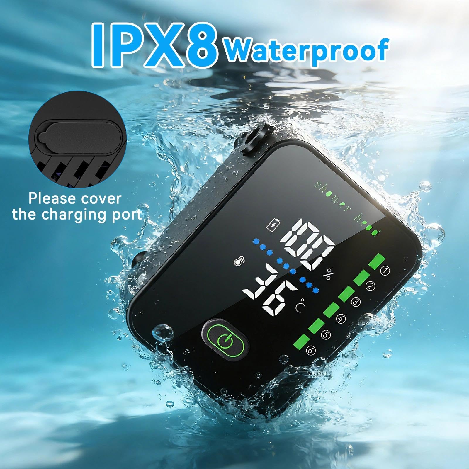 Doccia da Campeggio,8000 mAh Doccia Portatile Ricaricabile,Doccia Campeggio,con Doccia Filtrabile, Display Intelligente a LED,Doccia Esterna per Campeggio