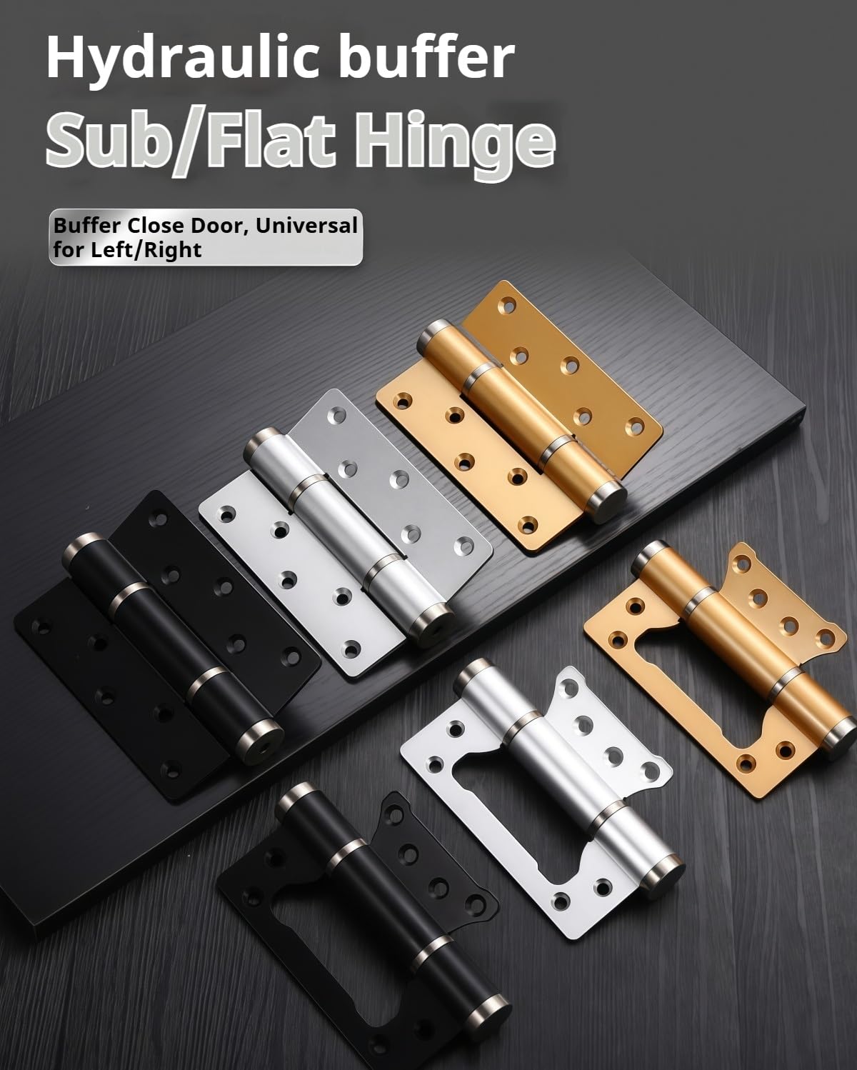 Juego de 3 Bisagras Hidráulicas de Acero Inoxidable Plateado de 6 Pulgadas | Puerta corredera con amortiguador hidráulico y bisagra de resorte de cierre automático