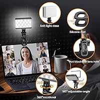 Vista 5 de Luz LED para selfie, luz de llenado de teléfono portátil con clip, ajuste de brillo de 10 niveles, CRI 95+, 3 modos de luz regulables, batería