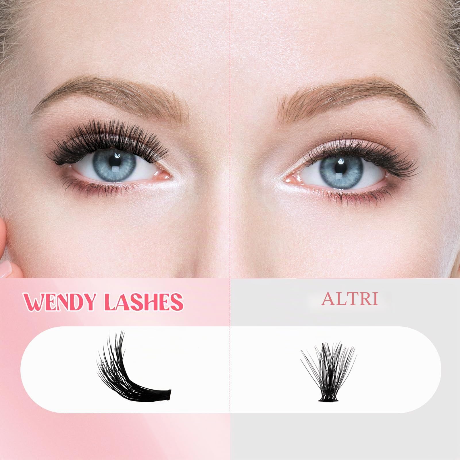 Wendy Lashes Kit Extension Ciglia 200PCS Clusters Lashes Kit D Curl 0,07 80D 8-16mm Ciglia Finte Individuali Fluffy Effetto 3D Cluster Eyelash con Lash Bond e Seal for DIY Lashes
