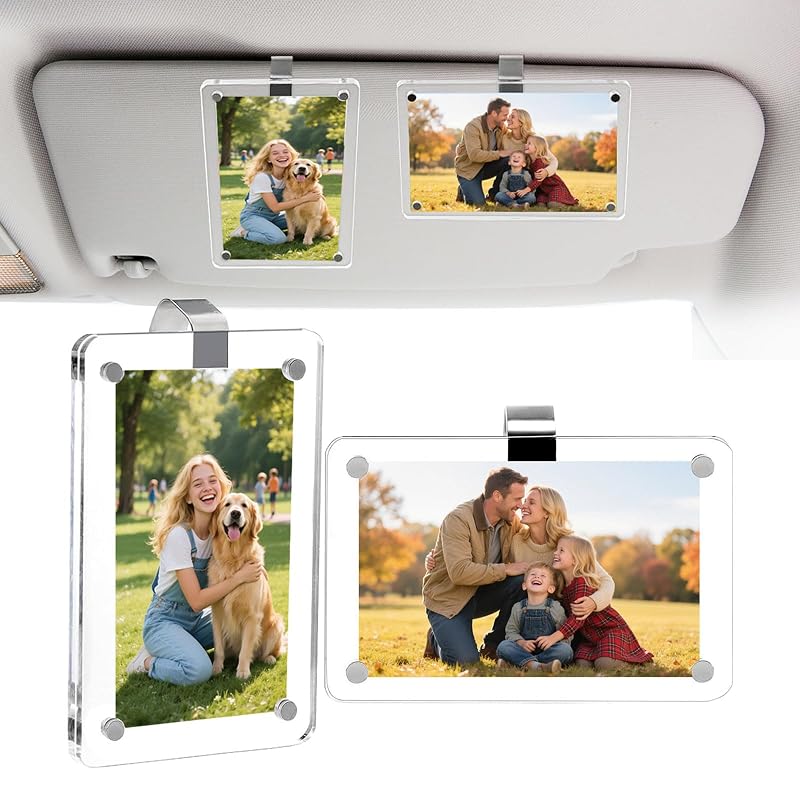 Porta-Foto para Para-Sol de Carro Ezpai em Acrílico Transparente com Fechamento Magnético, 2 unidades