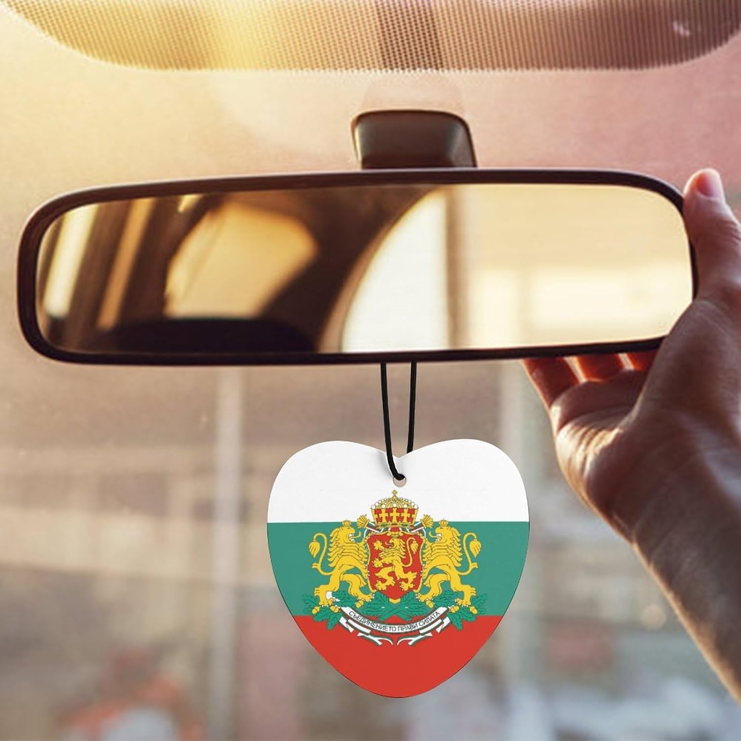 Bulgarian Badge Flag Funny Car Air Fresheners Cards Hanging Interior Mirror Accessories Decor Bedroom Love Form
