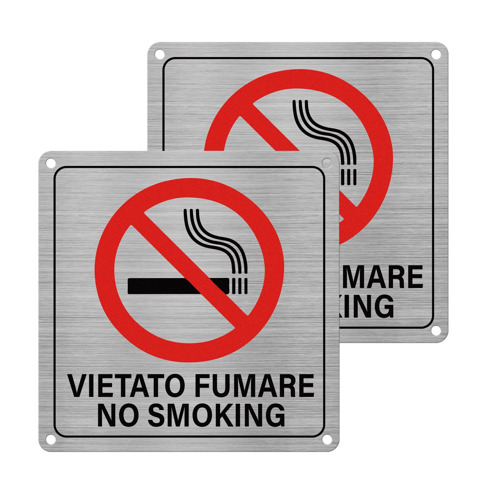 2 Cartello Targa Vietato Fumare Divieto Sicurezza Segnaletica, Segnale Alluminio Autoadesivo 15X 15 CM
