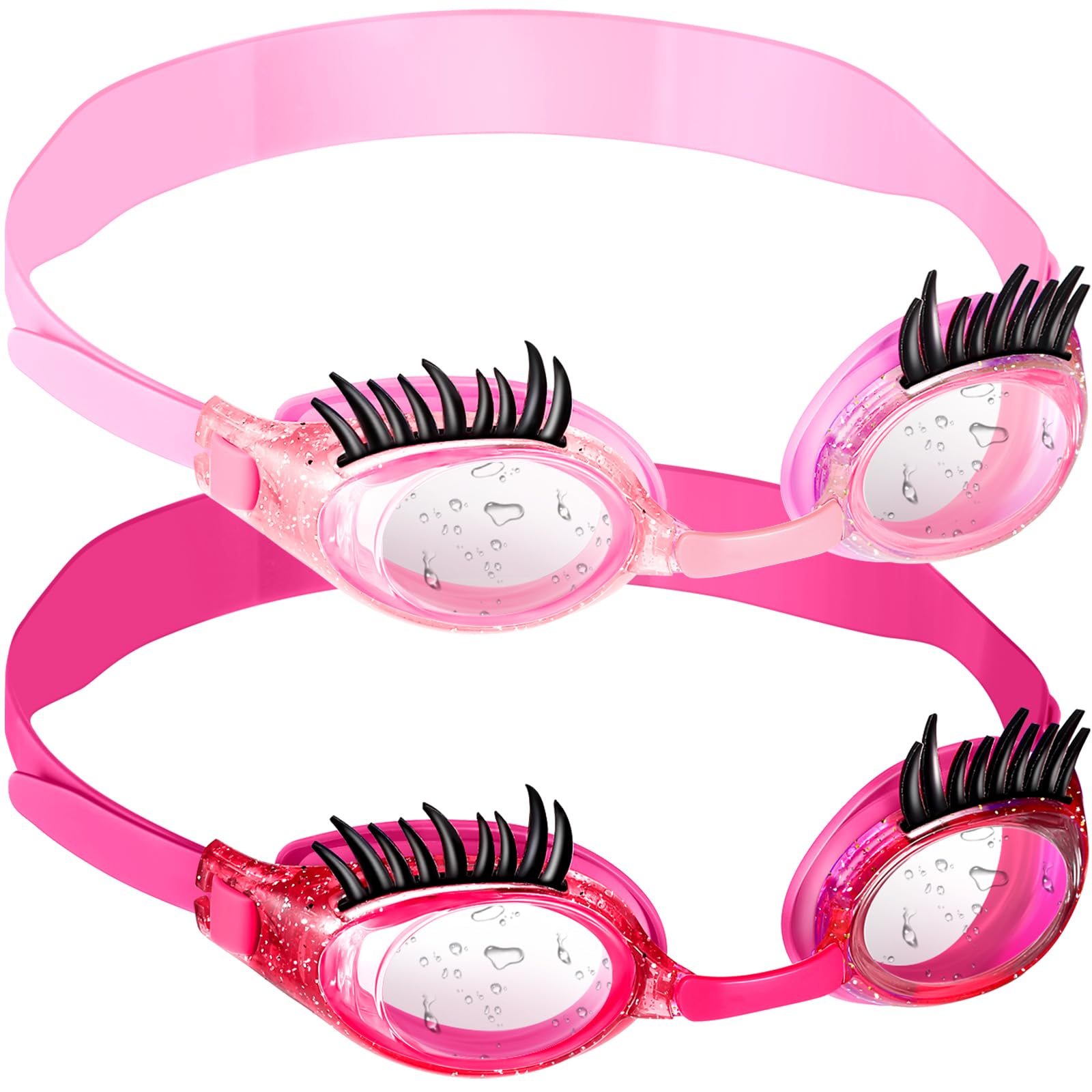Konohan Lot de 2 paires de lunettes de natation amusantes pour filles - Anti-fuite - Anti-buée - Anti-buée - Pour extensions de cils