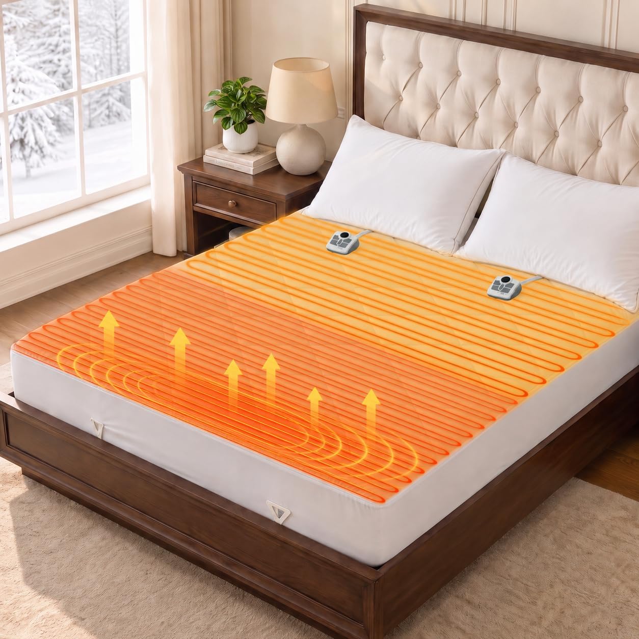 Heated Mattress Pad Twin XL with Enhanced Foot Zone Heating, Electric Mattress Pad with Fast Preheat, 10 Heat Settings & Auto Shut-Off Bed Warmer, Single Control, 8"-18" Deep Pocket,Machine Washable