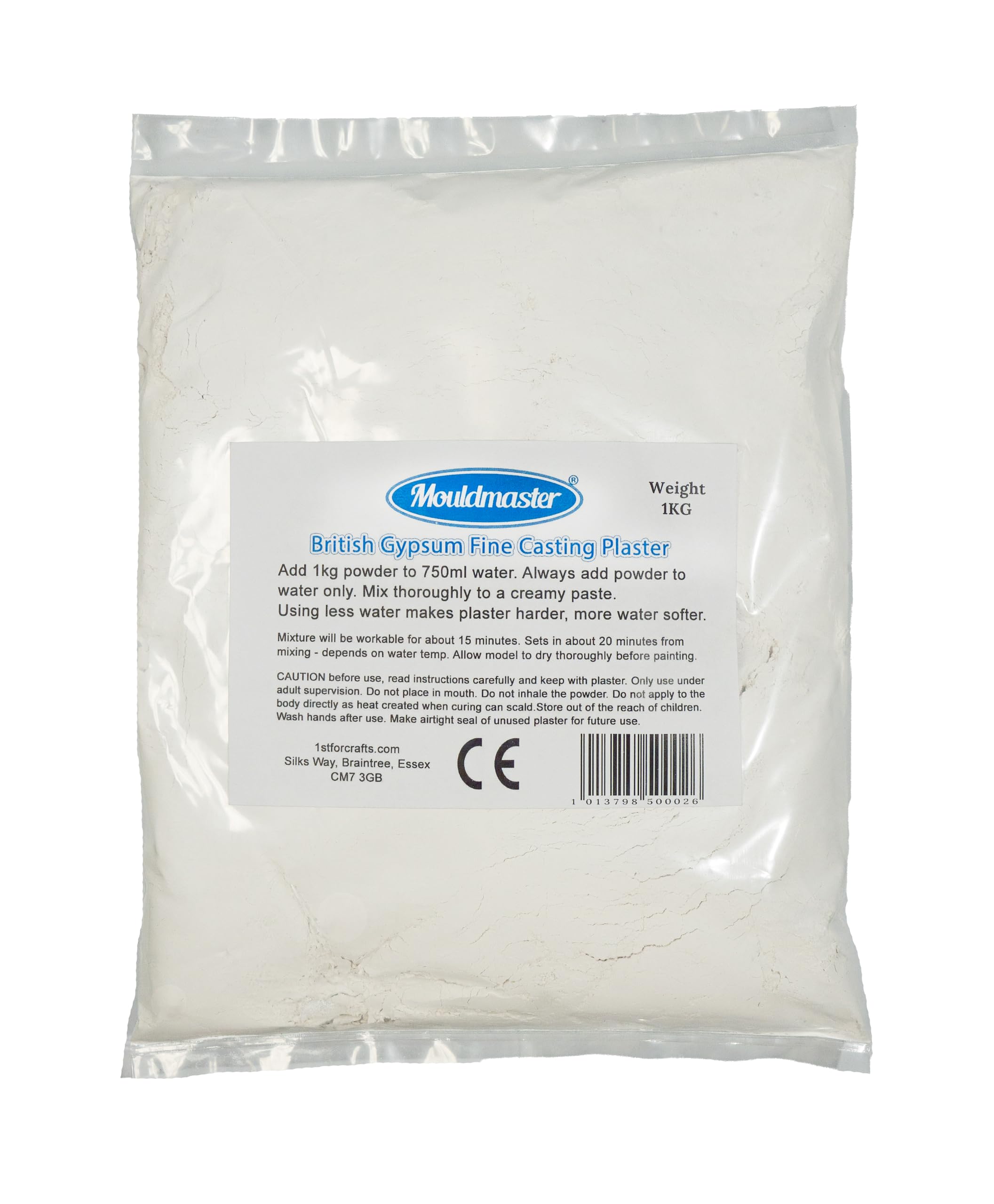 Mouldmaster British Gypsum Fine Casting Plaster 1Kg, White, 20 x 15 x 1 cm