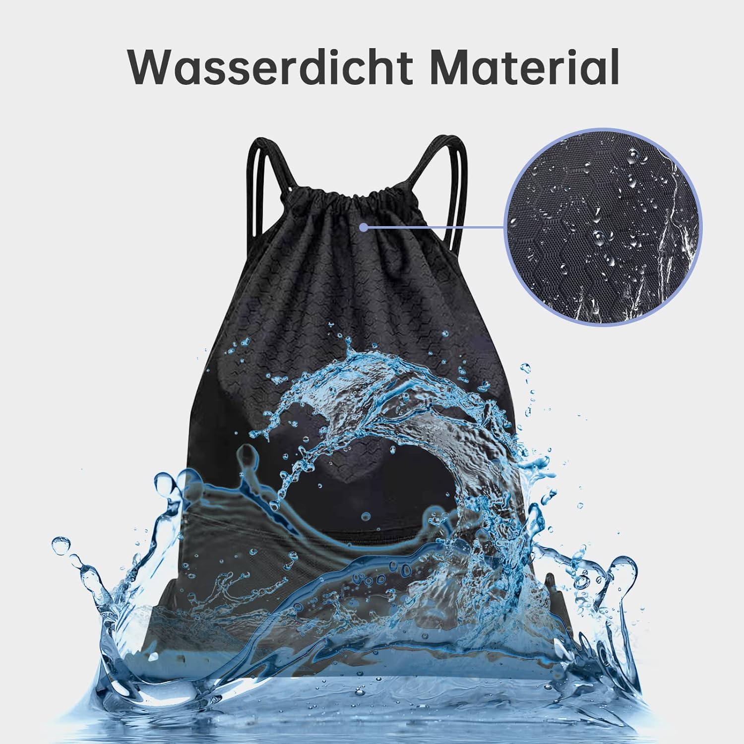 Marine Aurora Turnbeutel Set 2-tlg - Wasserdichte Sportbeutel Mit Kordelzug - Schwarz