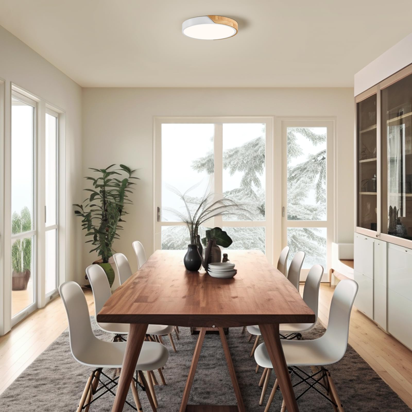 Plafoniera LED Soffitto Legno, Moderna Plafoniera led soffitto Bianco ，30 CM plafoniere da soffitto In Per Soggiorno Camera Da Corridoio Cucina Letto Bagno Soggiorno Balcone Studio(4000K 24W)