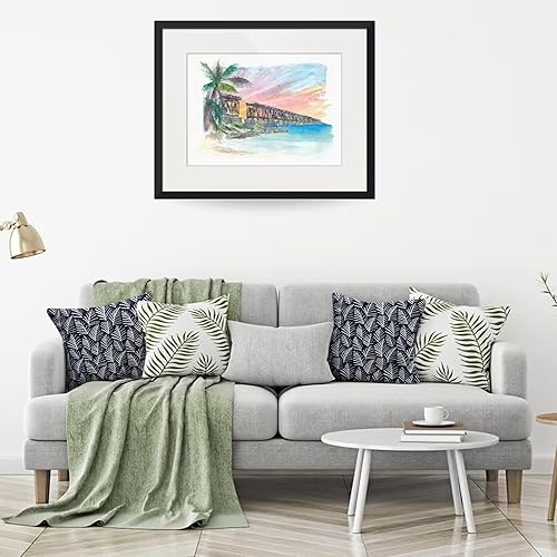 Miniatura 7 de Juego de 2 fundas de almohada con diseño de hojas para sofá, cama, sala de estar, fundas de cojín con diseño de hojas, arte decorativo suave,