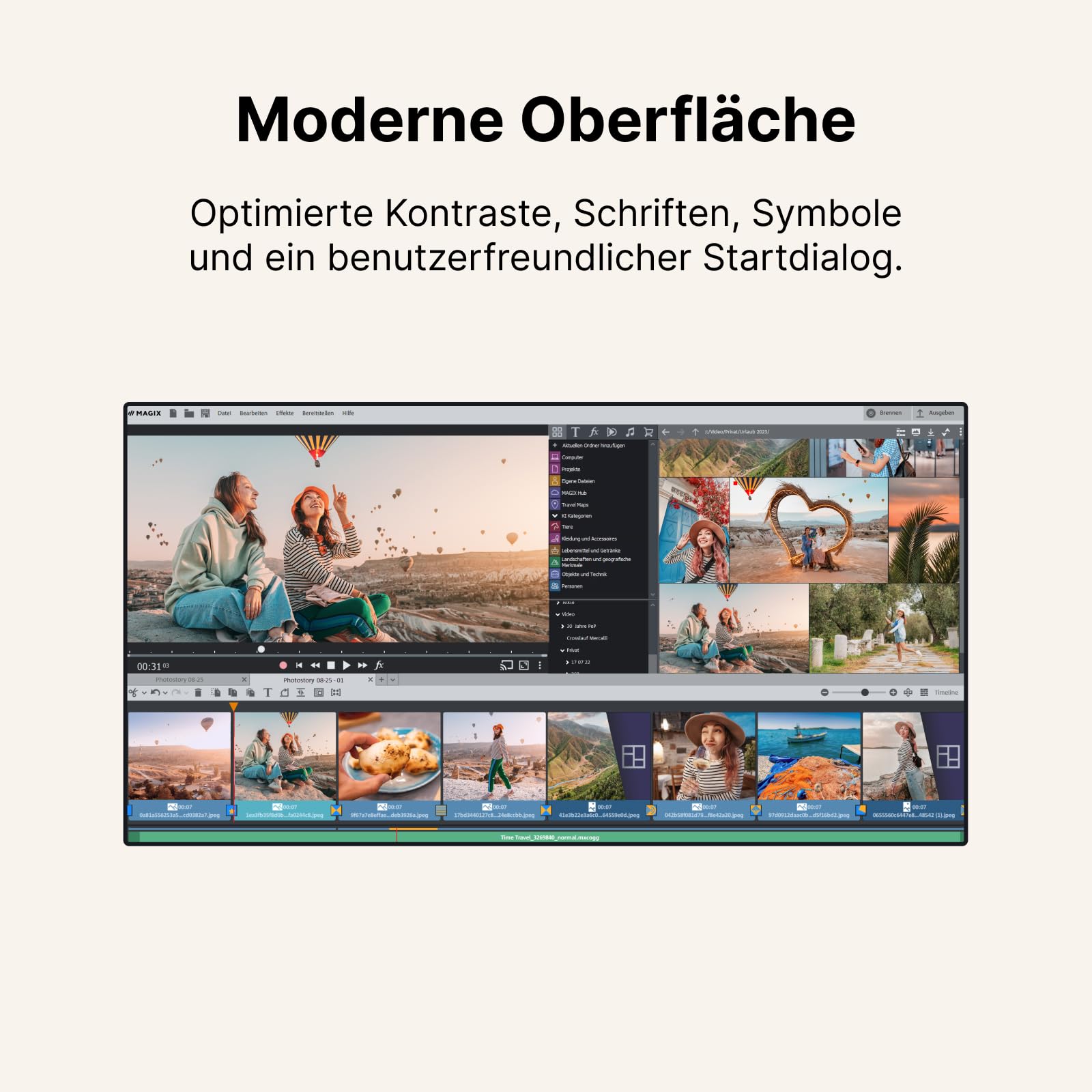 MAGIX Photostory Deluxe 2026 – Vos souvenirs en mouvement | Logiciel de retouche photo | Logiciel de montage vidéo | Pour PC Windows 11 | 1 licence de téléchargement pour 2 appareils