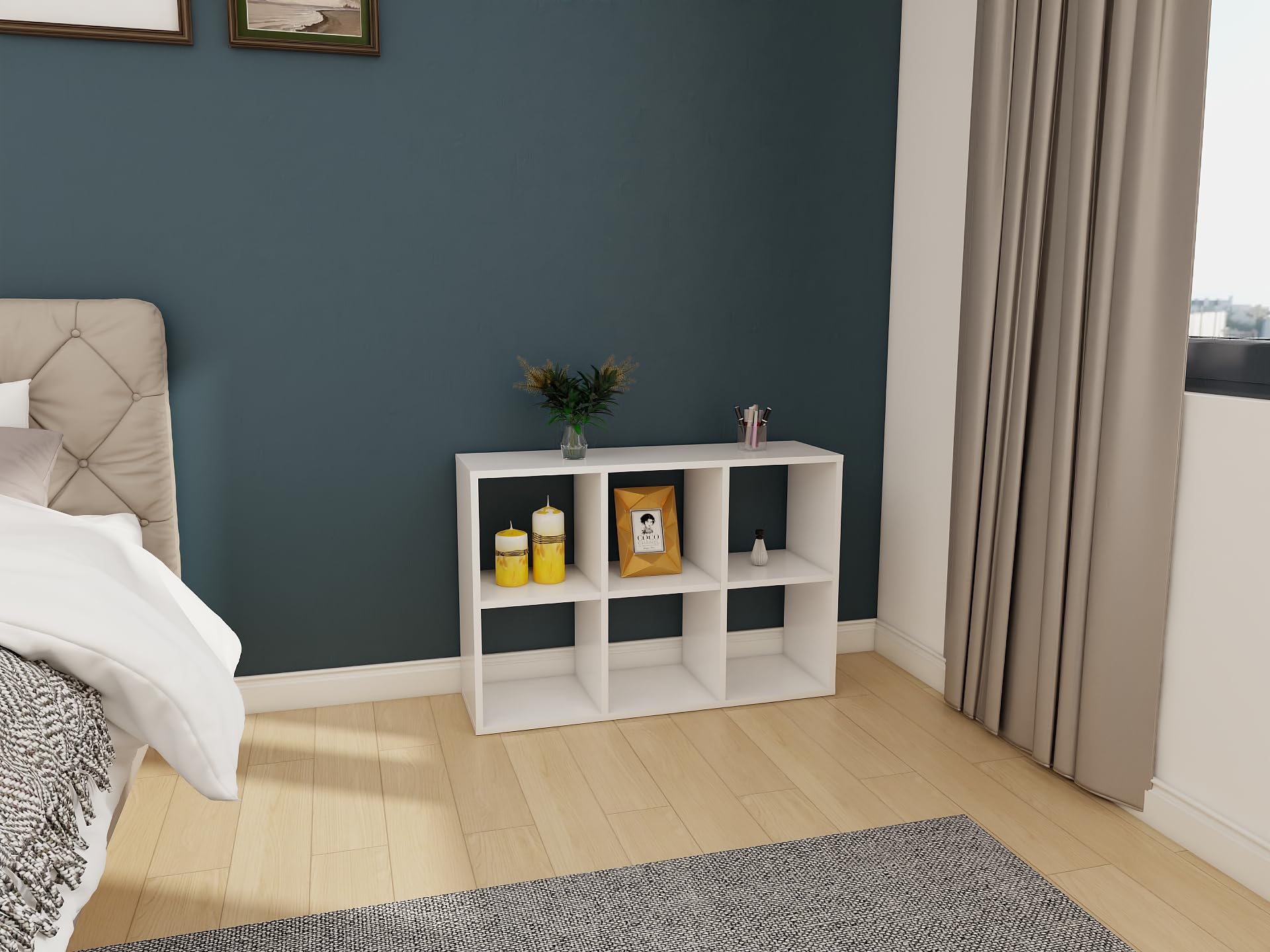 KLX Würfelregal Weiß 2x3 – Regal Würfel with 6 Fächern - Raumteiler Regal 100 x 67.4 cm - Bücherregal für Wohnzimmer und Büro