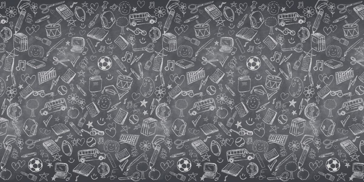 Fadeless Bulletin Board Paper, Fade-Resistant Paper for Classroom Decor, 48” x 12’, School Doodles, 1 Roll