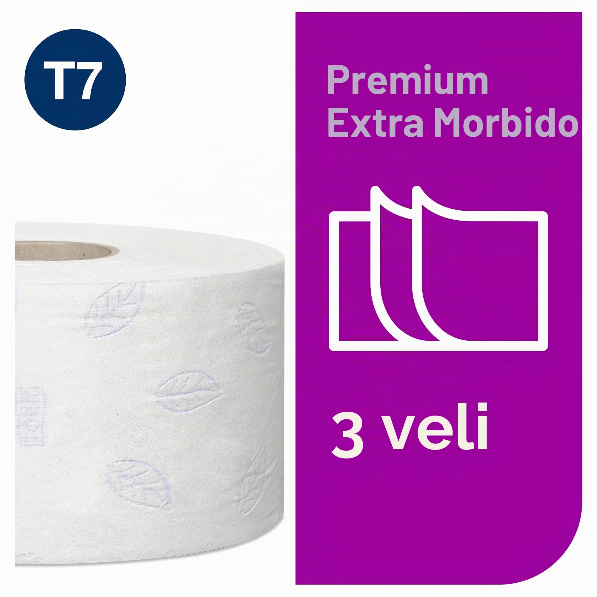 Tork 110255 Rotoli Carta Igienica Extra Soft Mini Jumbo Premium a lunga durata, compatibili con sistema T2, 3 veli, 1 conf. x 12 rotoli (12 x 120 m), 600 strappi x rotolo, bianco
