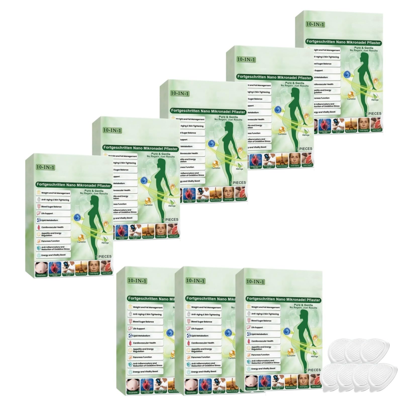 Plaster Moringa x Berberine 10 w 1, plastry odchudzające Nano Microneedle na kaszs Typy ciała Codzienne użytkowanie Zaawansowane naturalne składniki, skóra ujędrniająca, łatwa aplikacja