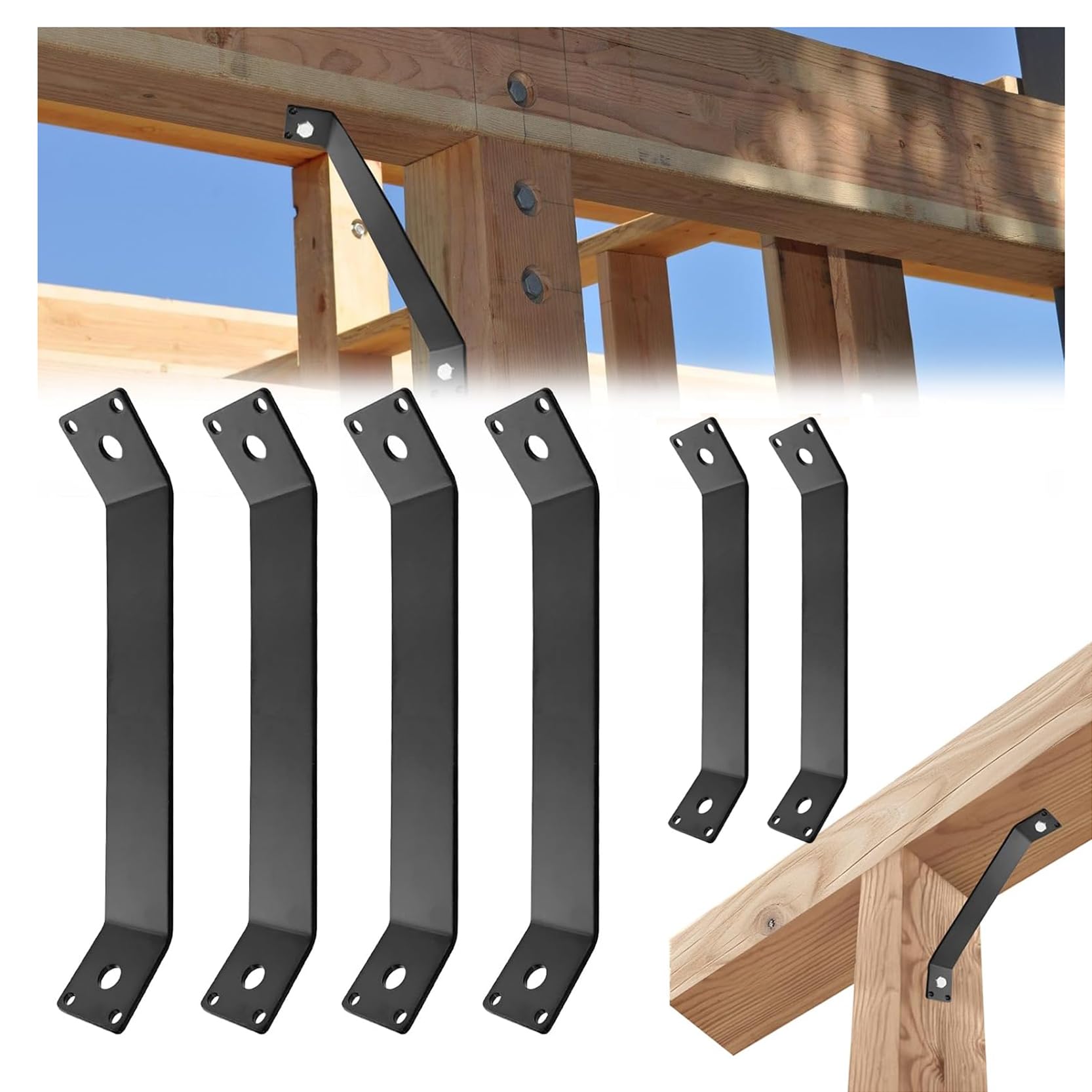 LQSYBHD 45 Degree Angle Support Bracket Corner Bracket 45° Heavy Duty Connector Brace Bracket Kit for Wood Post and Beam Desk Edge Box Pergola Gazebo DIY Kit(Size:6pcs)