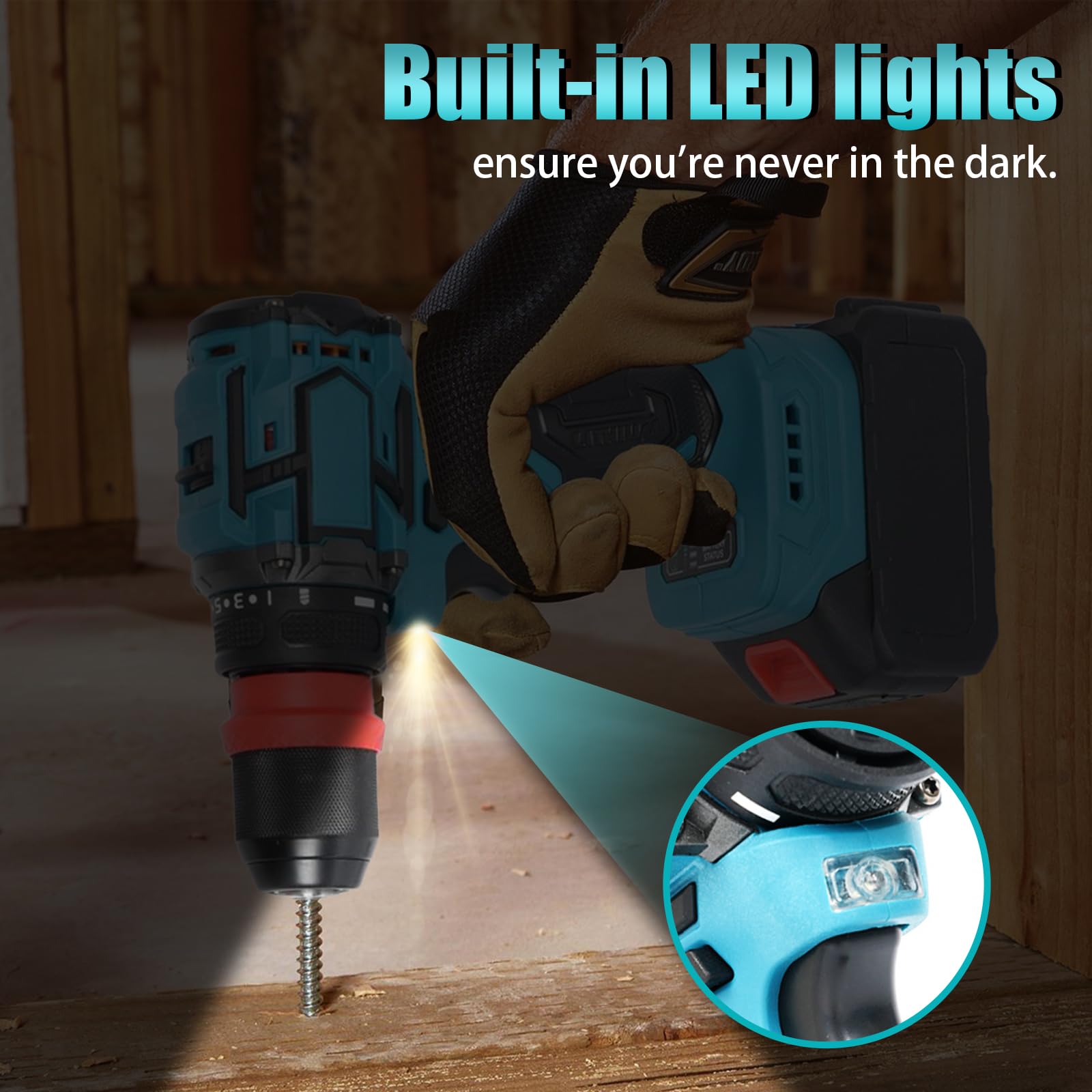 Perceuse Visseuse sans Fil 21V, Kit Makita Compatible avec 4 Mandrins Interchangeables (Sans Batterie/Chargeur) - 600W, 45 Nm - Pour Bricoleurs & Professionnels