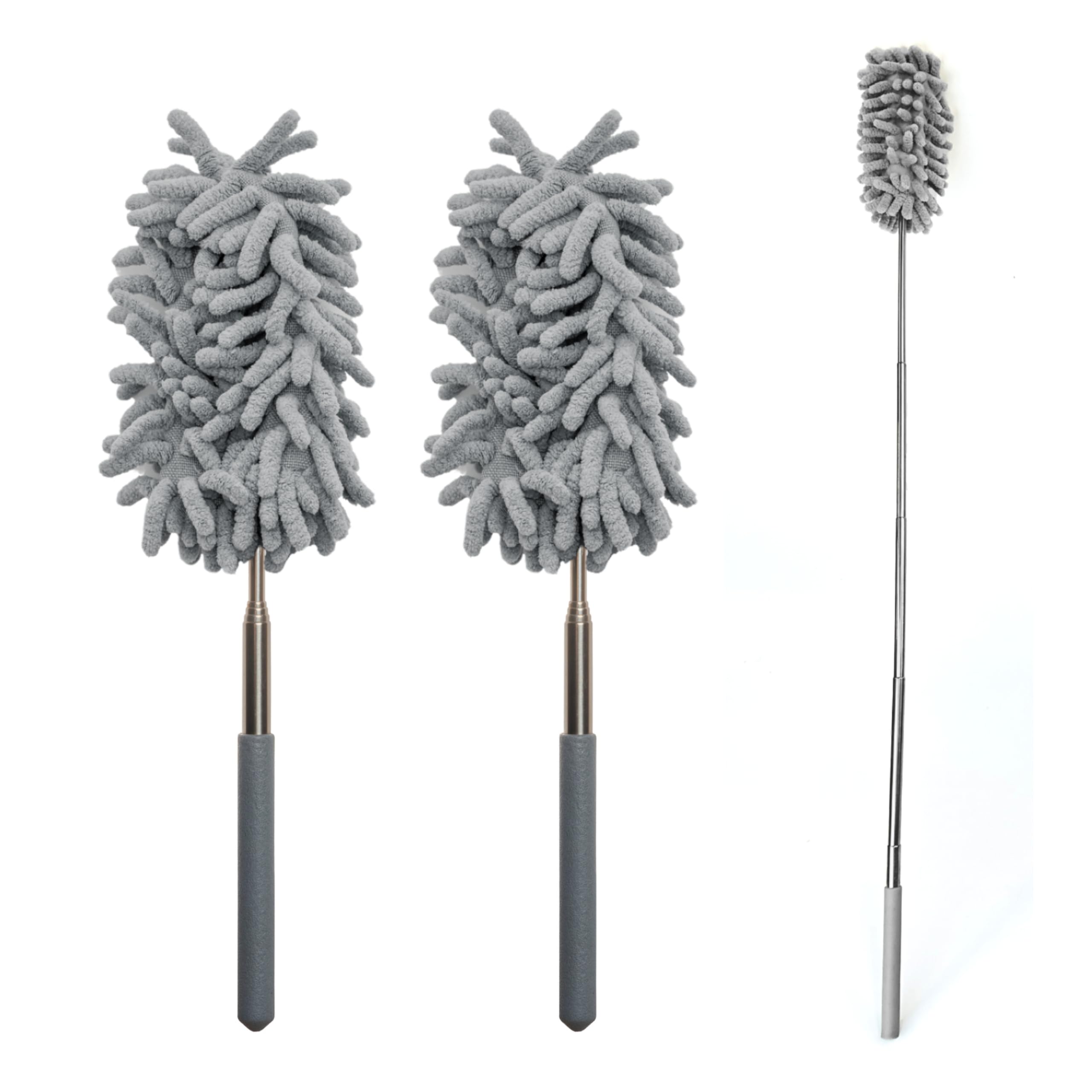 Lizzy 2 x Extendable Microfiber Duster | Telescopic Pole Extend to 74cm making it easy to reach those tricky areas | Washable, Hand Duster for Cleaning High Ceiling Fans, Cars, Blinds, Cobweb
