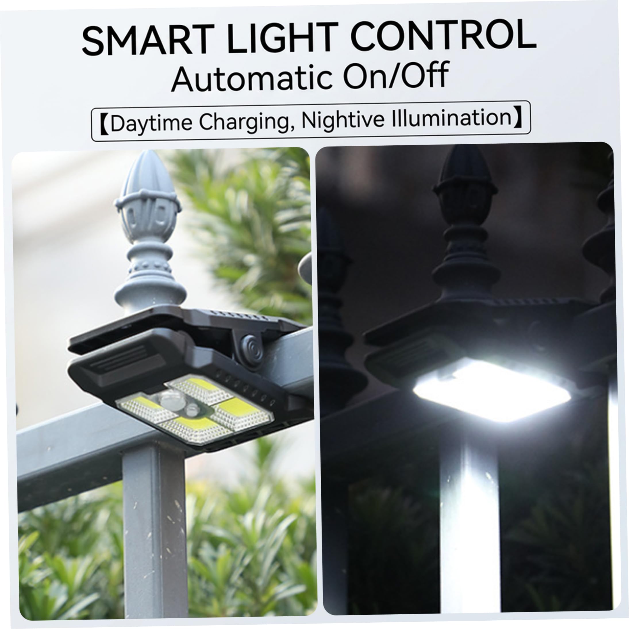 Luce a clip solare con sensore di movimento, luci a clip per esterni impermeabili - alimentata con attivazione del movimento per recinzione, rami, cortile (nero)
