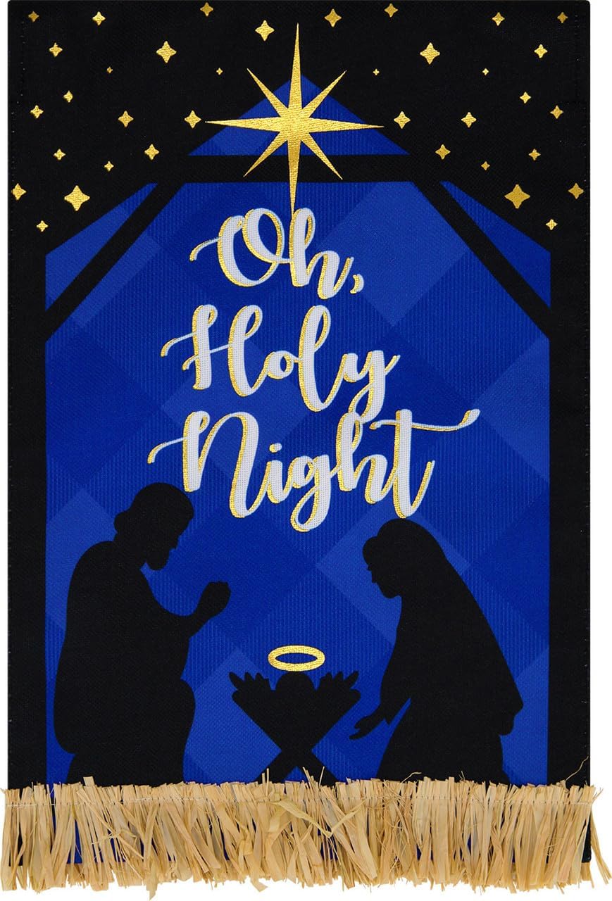 Nativity Burlap House Flag Christmas 28" x 40" Briarwood Lane