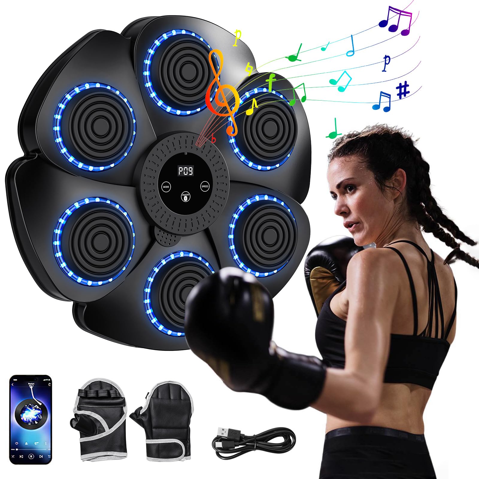 2025 9 Velocità Macchina Di Boxe Musica Bluetooth Intelligente, Music Boxing Machine, Boxing Training A Parete per Allenamento, per Bambini Adulti