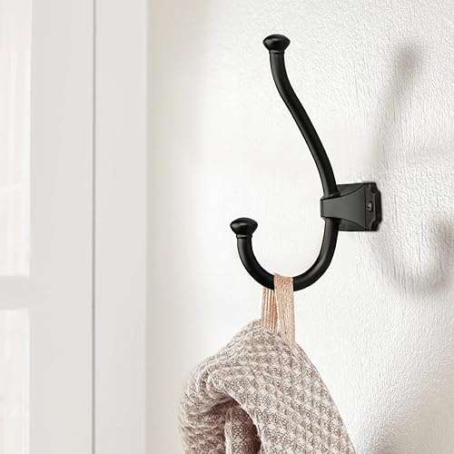 Miniatura 3 de TUNNY Paquete de 5 ganchos simples para abrigos, color negro mate, ganchos para toallas, adecuados para armarios de zapatos, armarios, baño,