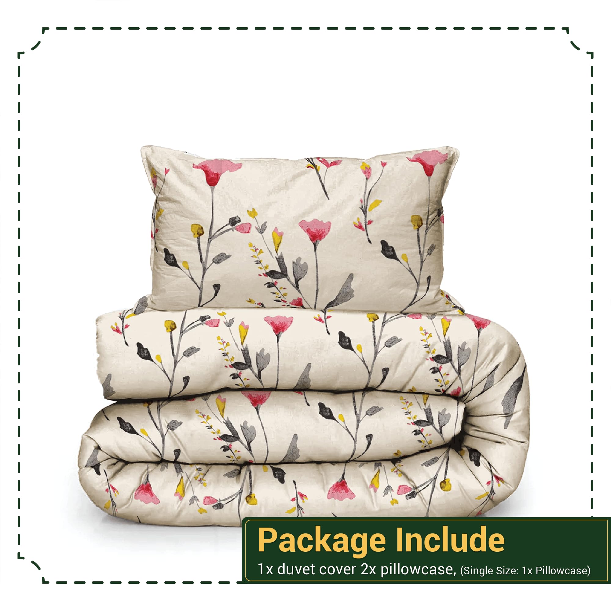 Shadow Sleep 3PCS King Size Duvet Cover Set Print 100% Egyptian Cotton 400 Thread Count Floral Printed Luxury Soft Bedding Breathable Hotel Quality Quilt Cover - Image 2