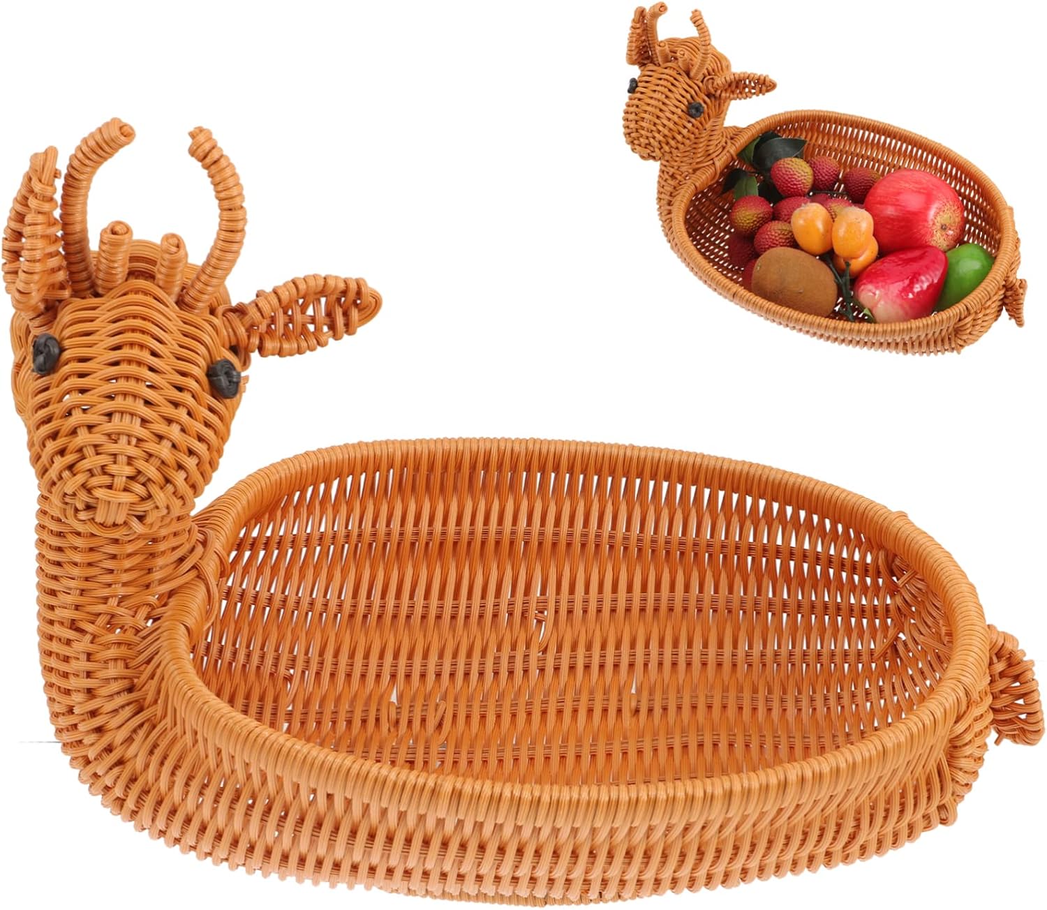 Christmas Elk Woven Storage Basket Festive Snack Container for Home Decor for Candy Ornaments and Cute Decorative Xmas Basket