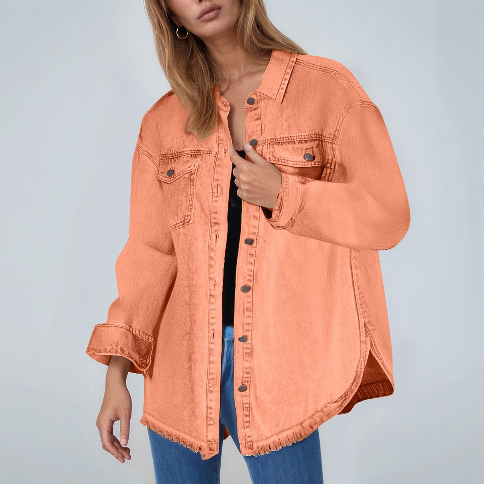 Chaqueta Vaquera Mujer Corta, Chaquetas De Mezclilla Corta Camisa Vaquera Blusa Estilo Western Manga Larga Túnica Abotonada Chaqueta De Entretiempo Chaqueta Mujer Talla Grande Chaqueta Universitaria