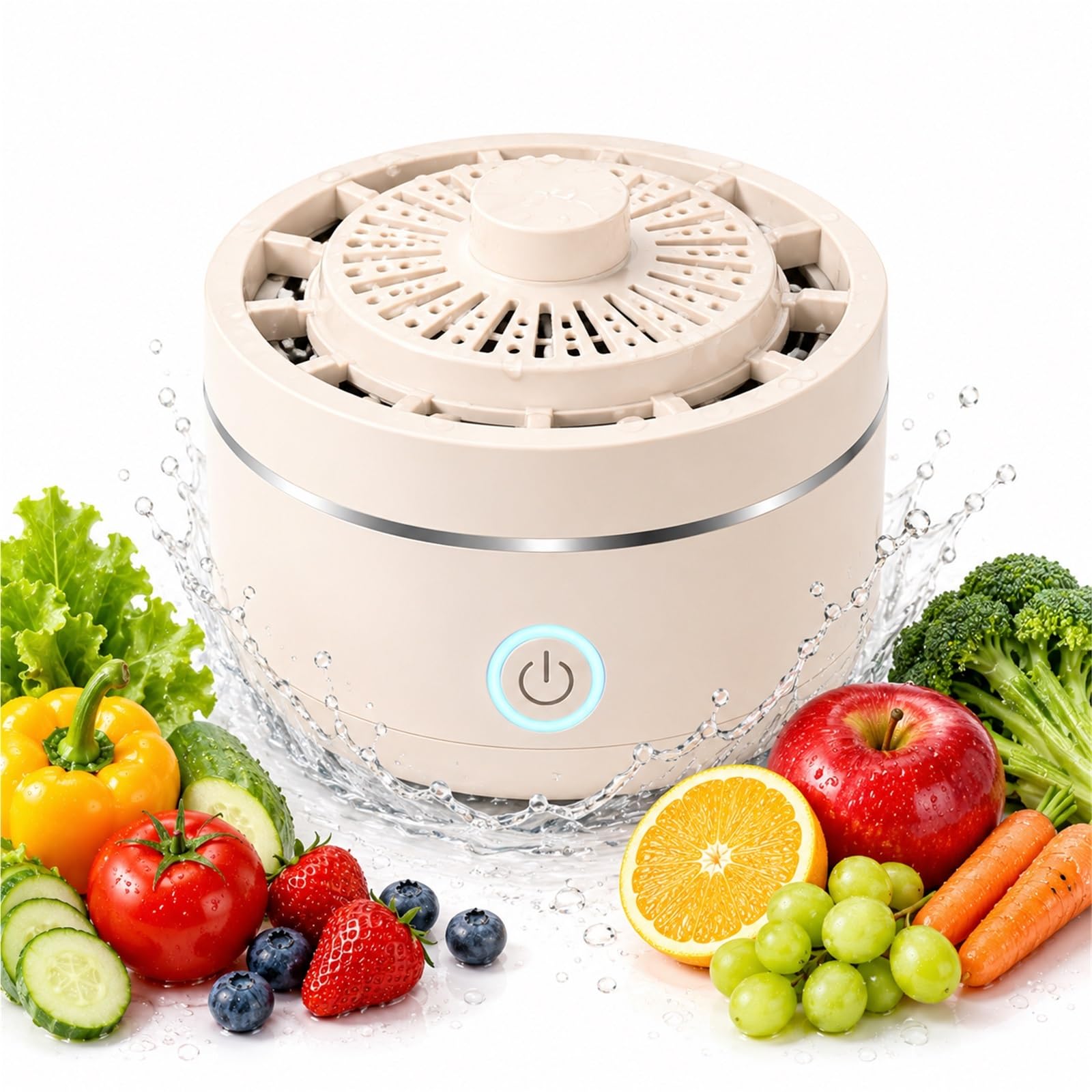 Fruit and Vegetable Cleaner Machine, Portable Produce Washer for Fruit Veg and Meat, Wireless IPX7 Waterproof Food Purifier, Ultrasonic Kitchen Gadget for Home