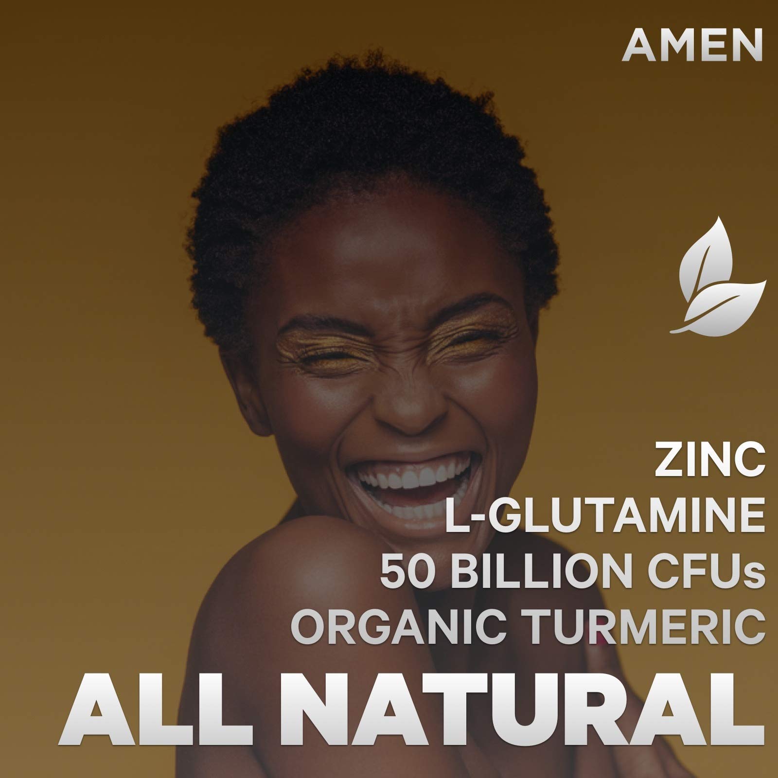 Amen Leaky Gut Supplements Advanced Formula with Bioavailable L Glutamine, Zinc, Turmeric