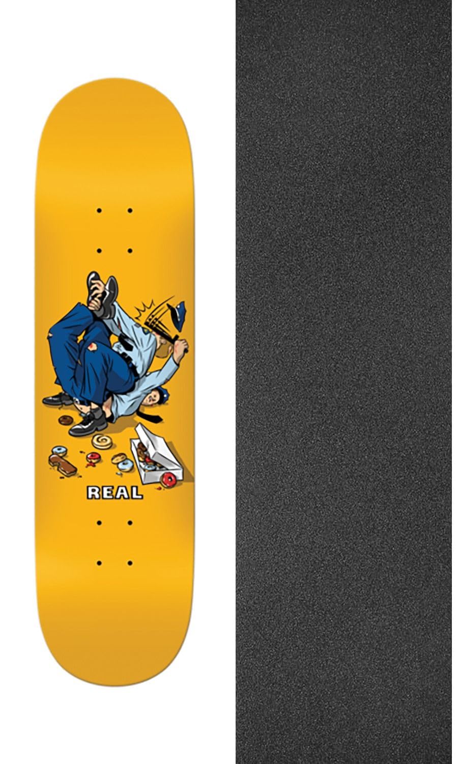 Real Skateboards Double Duty Cops Yellow Skateboard Deck Easy Rider - 8.25