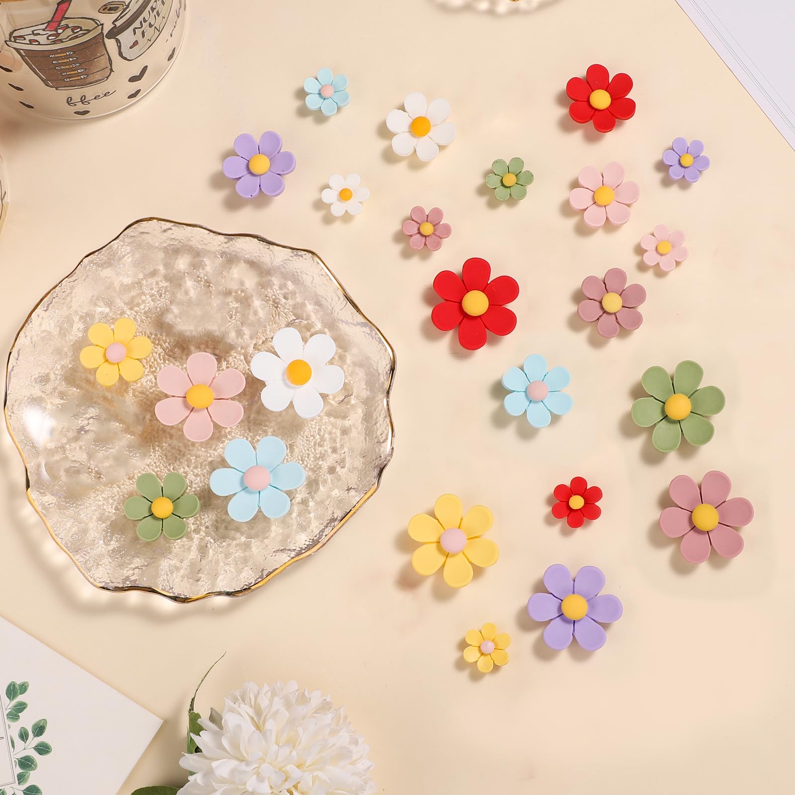 10 Magneti Frigorifero A Forma Di Fiore 3D - Forti, Colorati, Per Decorare Cucina, Ufficio O Lavagna - Resina Durevole - Foto 5