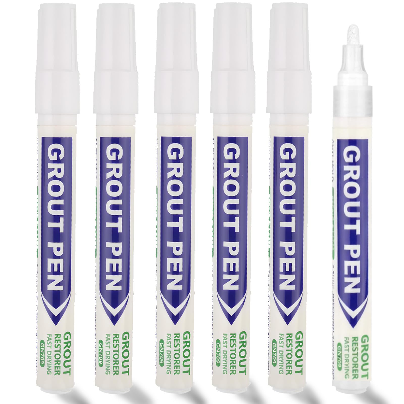 Set of 6 White Grout Pens Waterproof Tile Paint Pens for Bathroom Kitchen, Grouting Pen White for Floor Wall Tile Repair, Tiles Grout Reviver Cleaner Tool Applies to Home Improvement