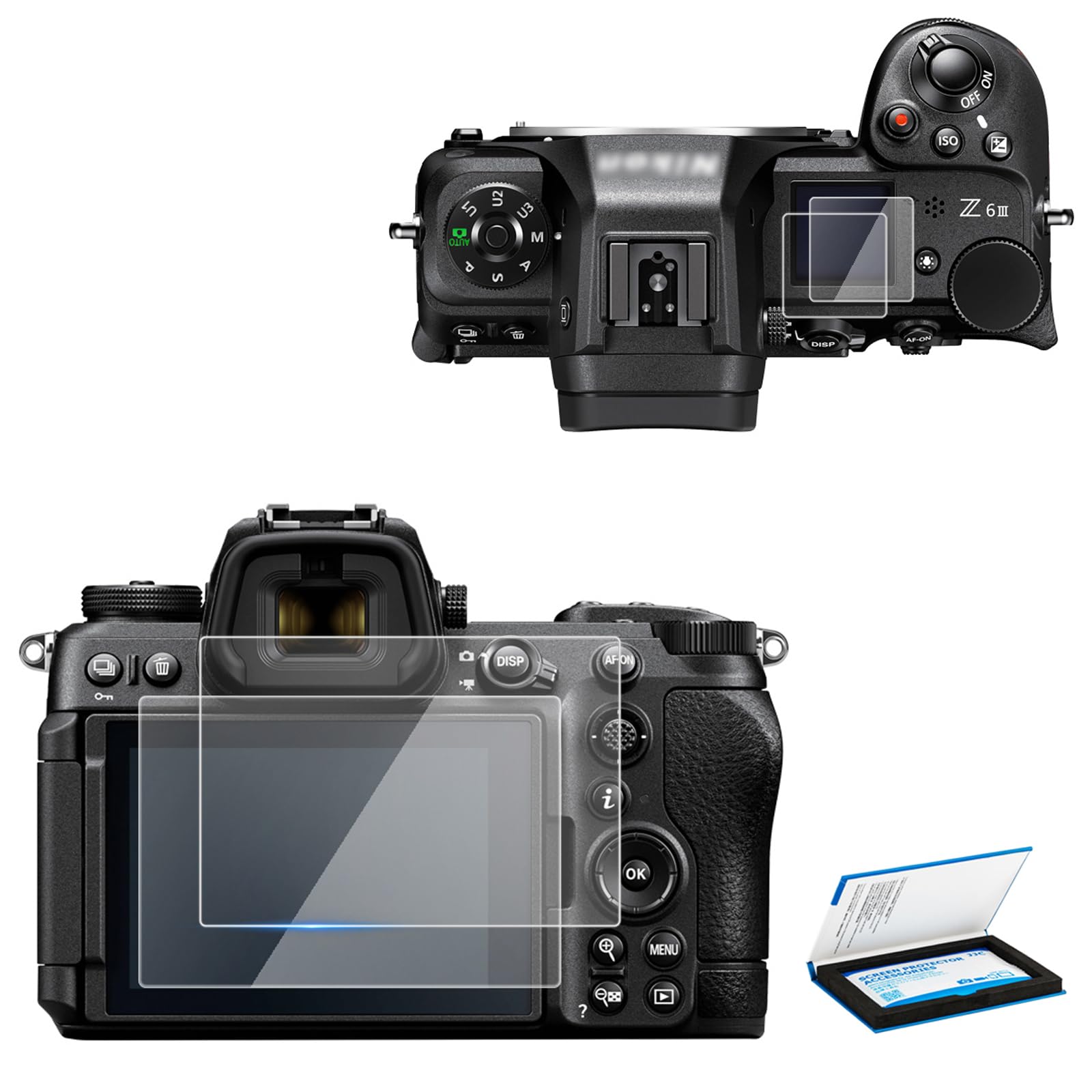 Photo 1 of JJC (2 Pack Screen Protector Compatible for Nikon Z6 III Z6III Camera, 2 Pcs LCD Screen and 4 Pcs Small Screen Tempered Glass Film, Ultra-Thin Clear 9H Anti-Fingerprint Anti-Scrach